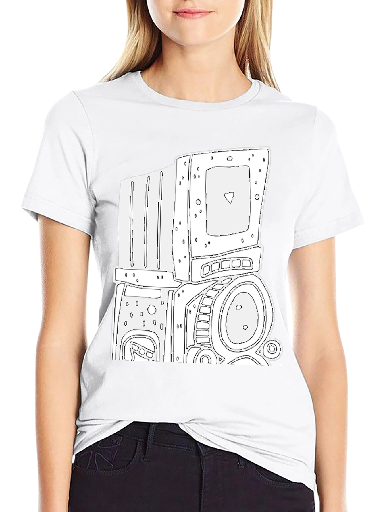 Retro Robot Graphic Tee - Cool Black T-Shirt