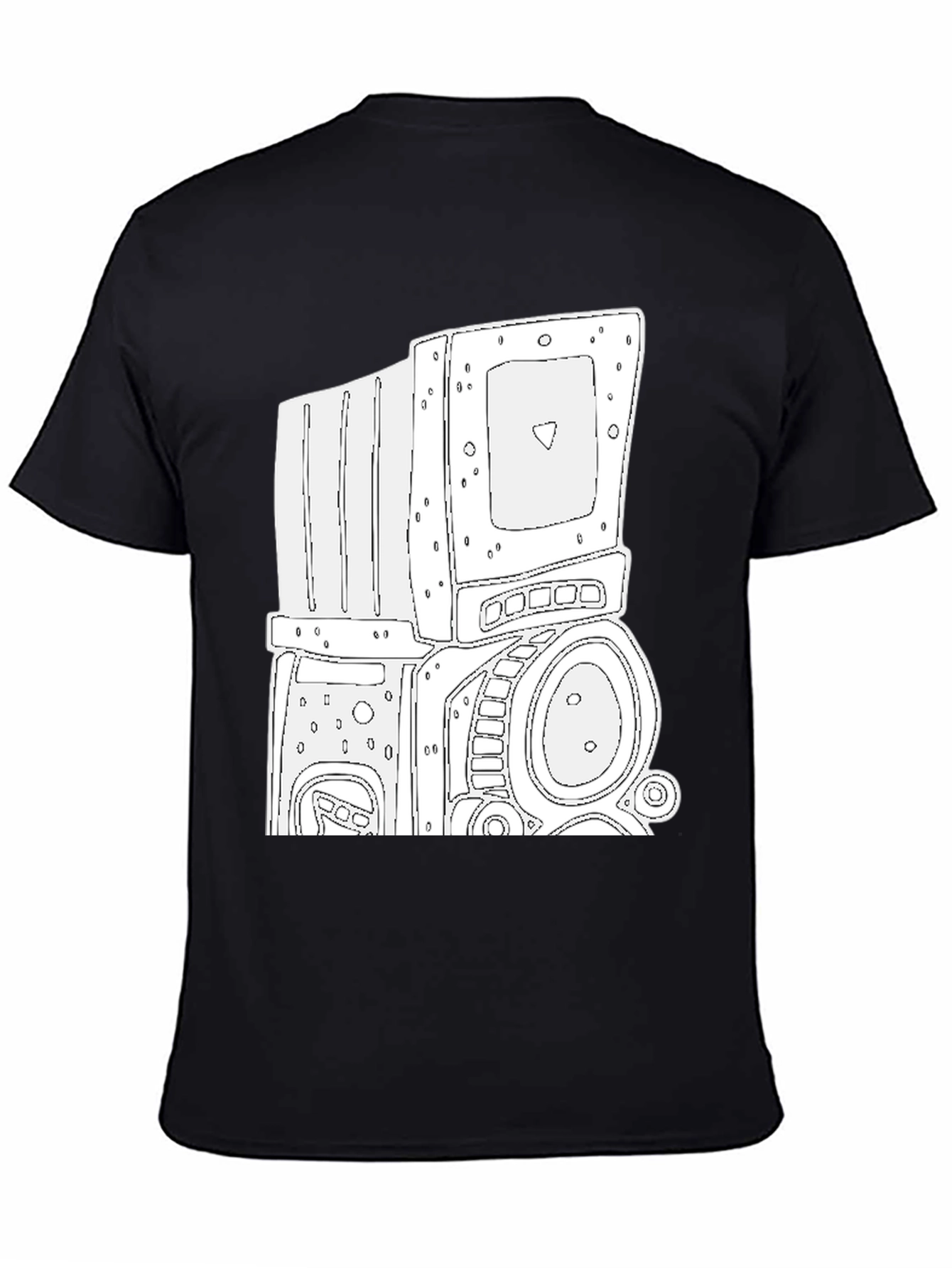 Retro Robot Graphic Tee - Cool Black T-Shirt