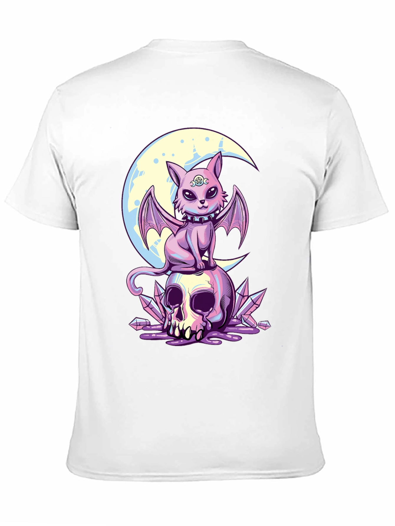 Skull Moon Bat Cat Graphic T-Shirt
