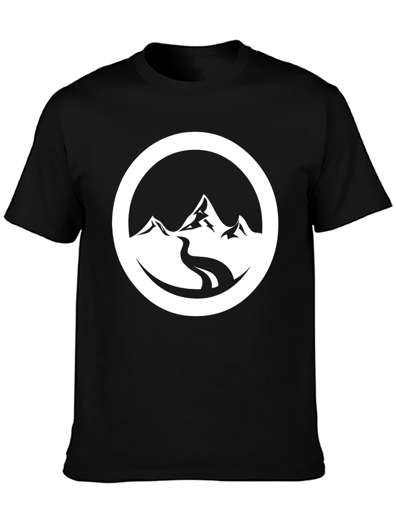 Mountain River Graphic Black T-Shirt