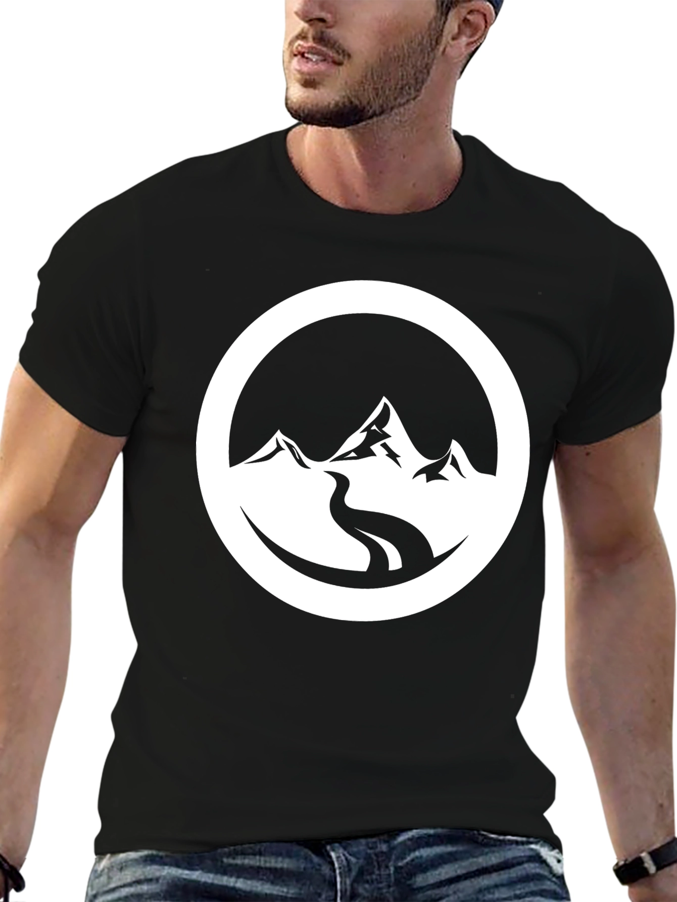 Mountain River Graphic Black T-Shirt