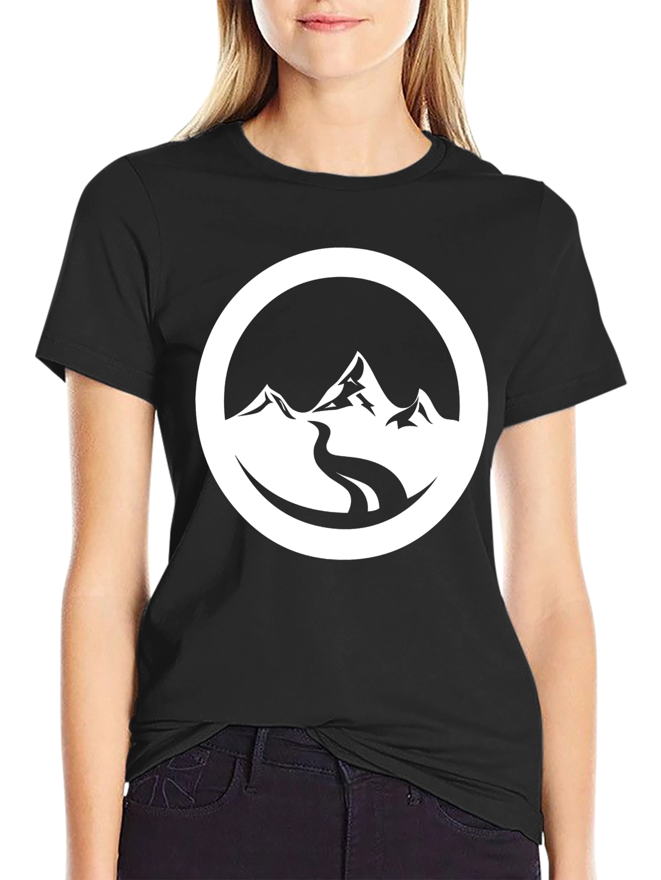 Mountain River Graphic Black T-Shirt
