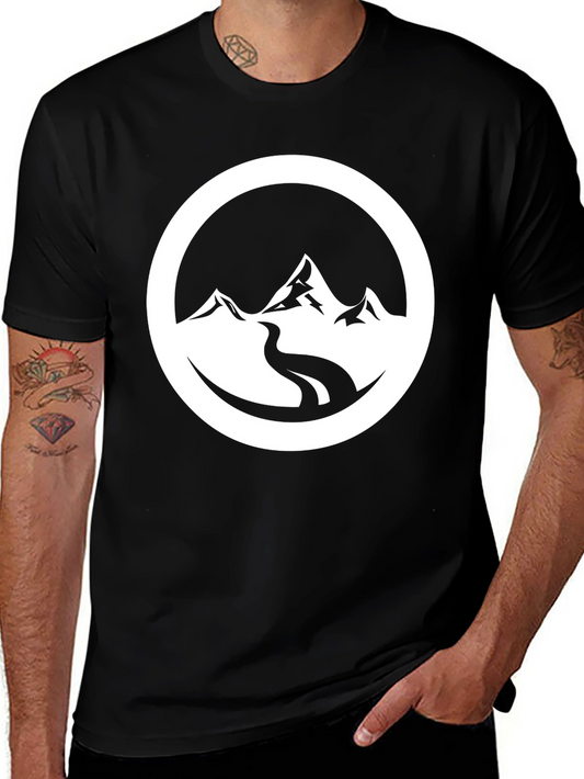 Mountain River Graphic Black T-Shirt