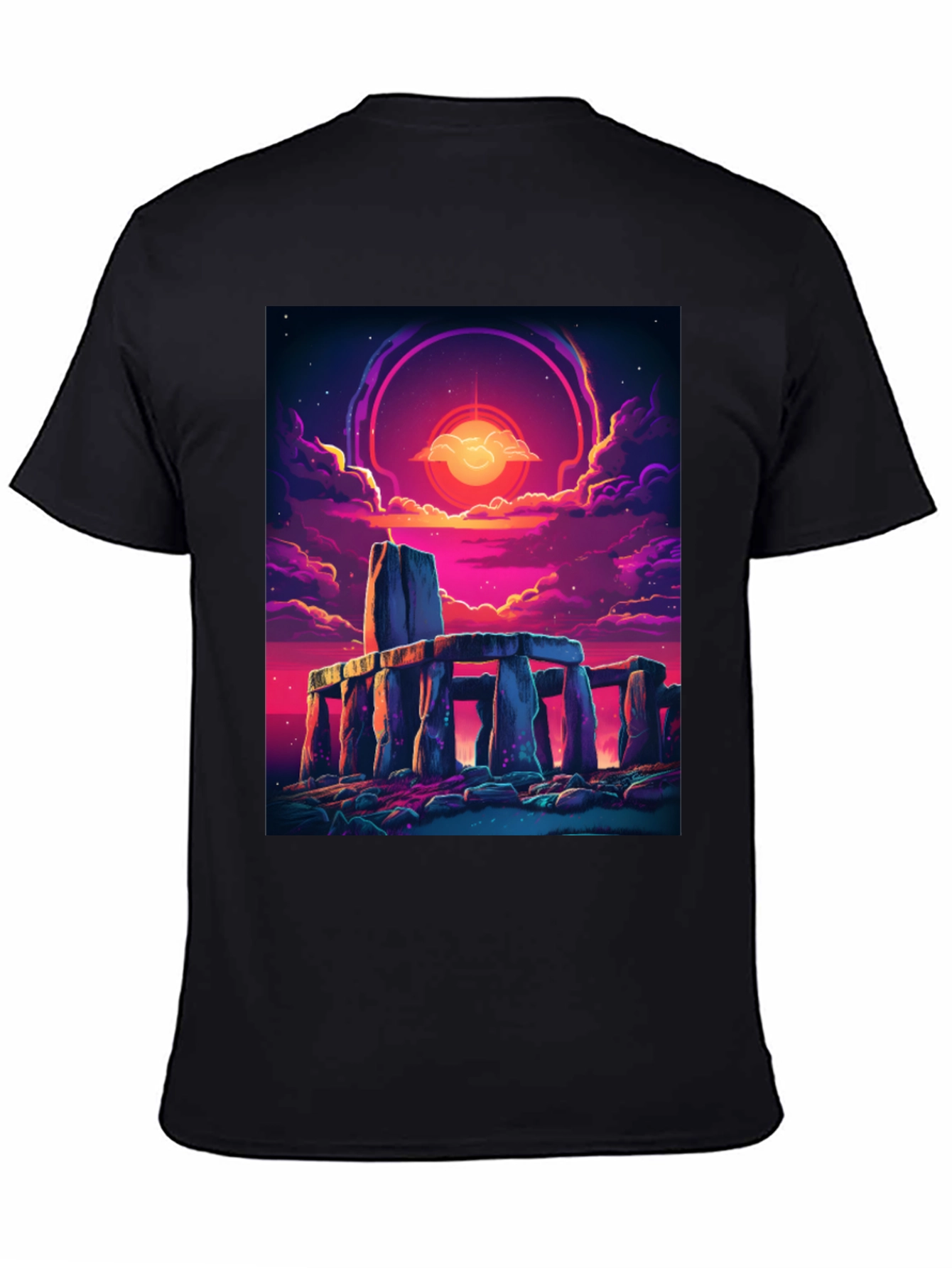 Stonehenge Sunset Graphic Tee - Black Cotton Blend