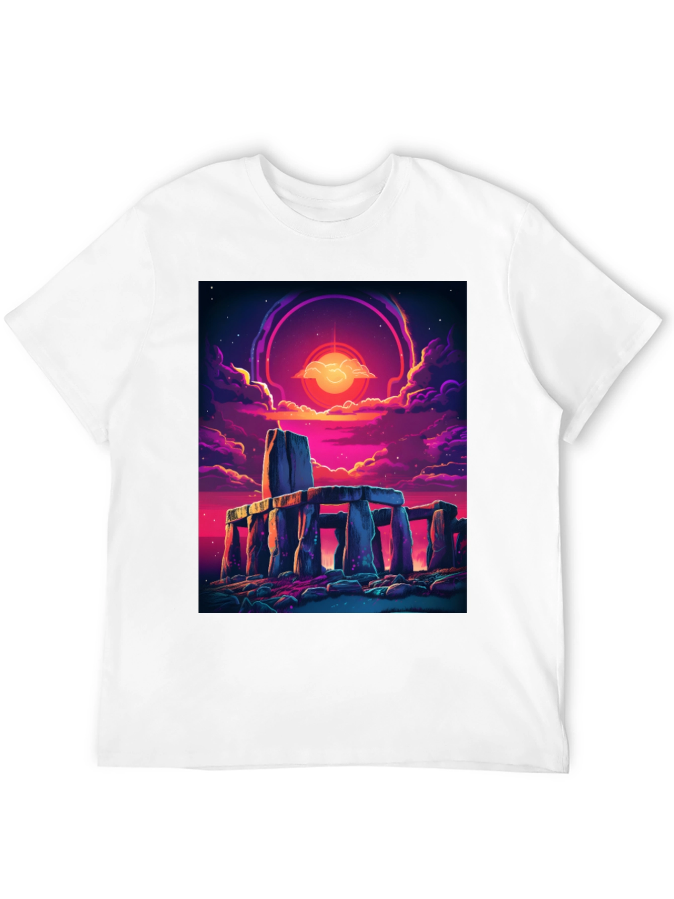 Stonehenge Sunset Graphic Tee - Black Cotton Blend