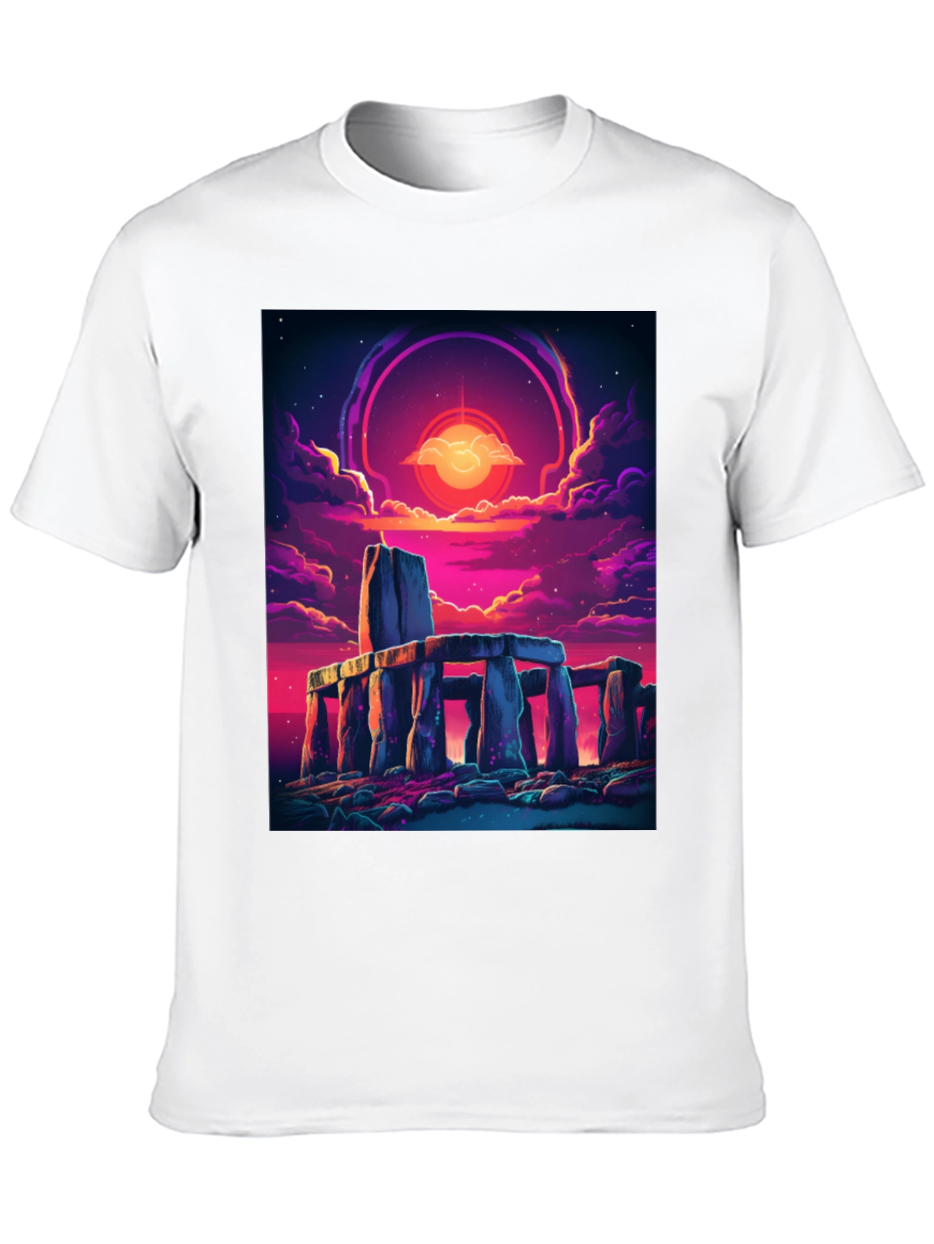 Stonehenge Sunset Graphic Tee - Black Cotton Blend