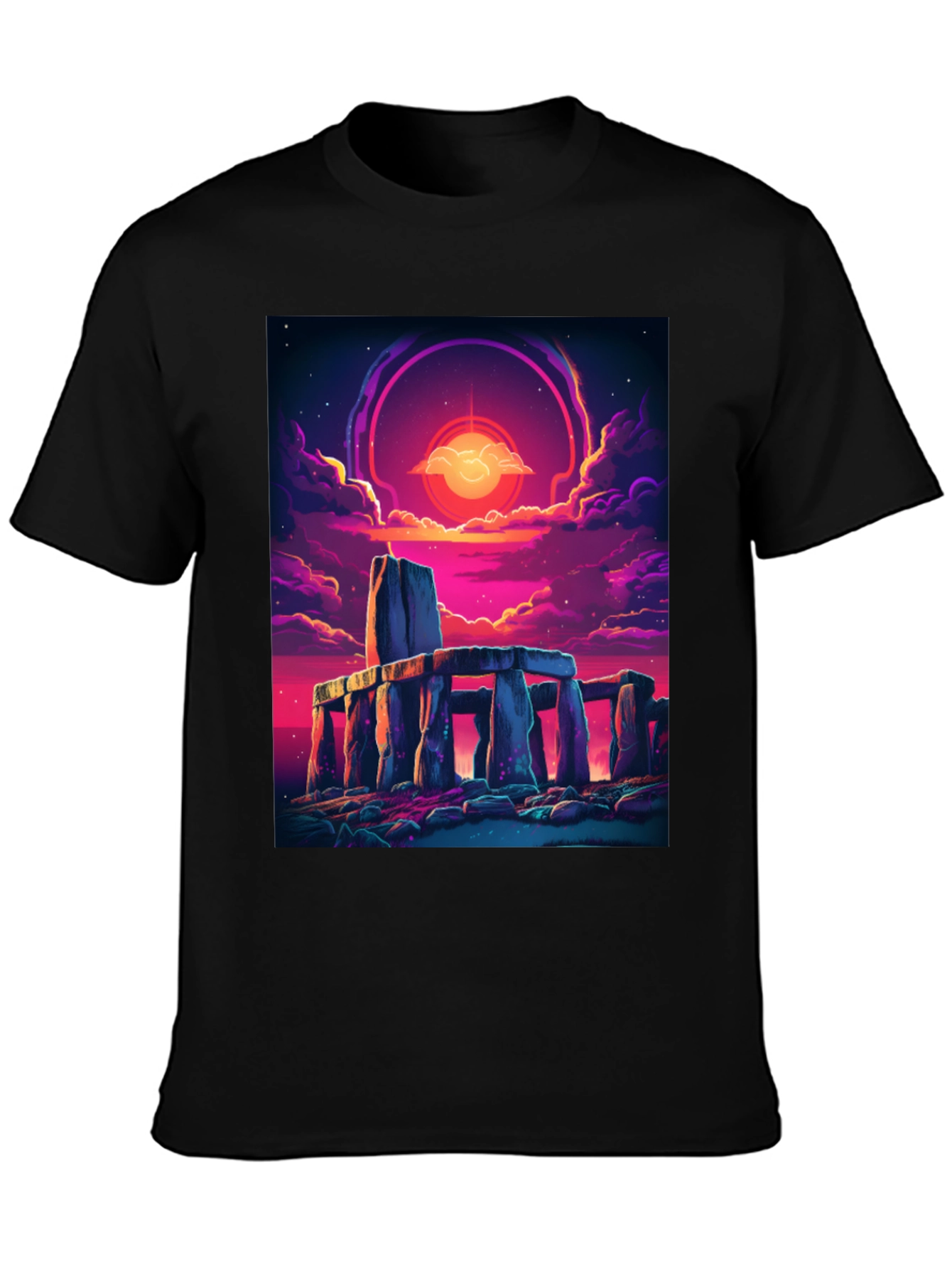 Stonehenge Sunset Graphic Tee - Black Cotton Blend