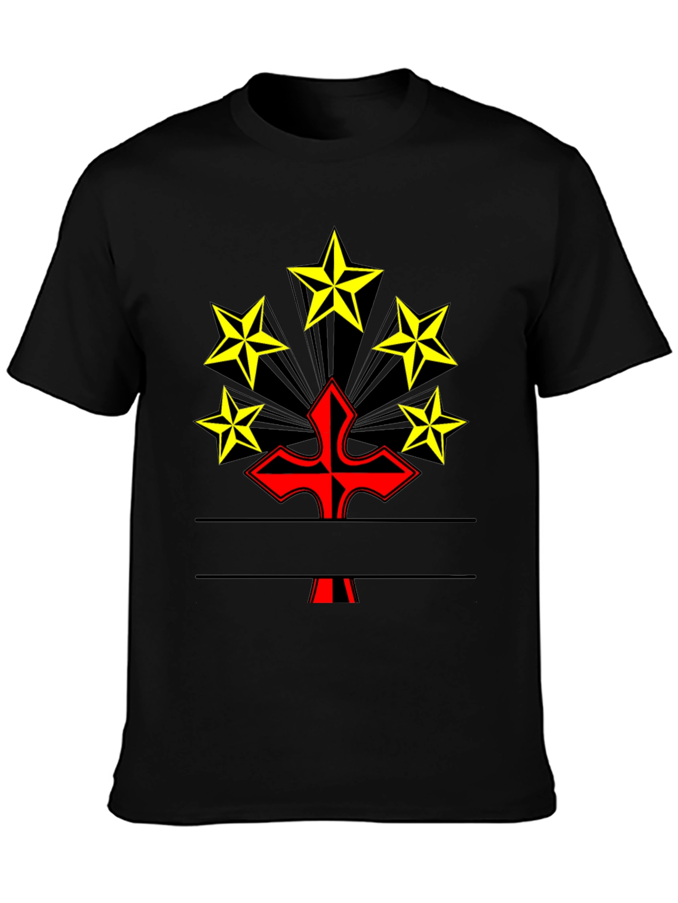 Graphic Tee: Red Cross & Yellow Stars