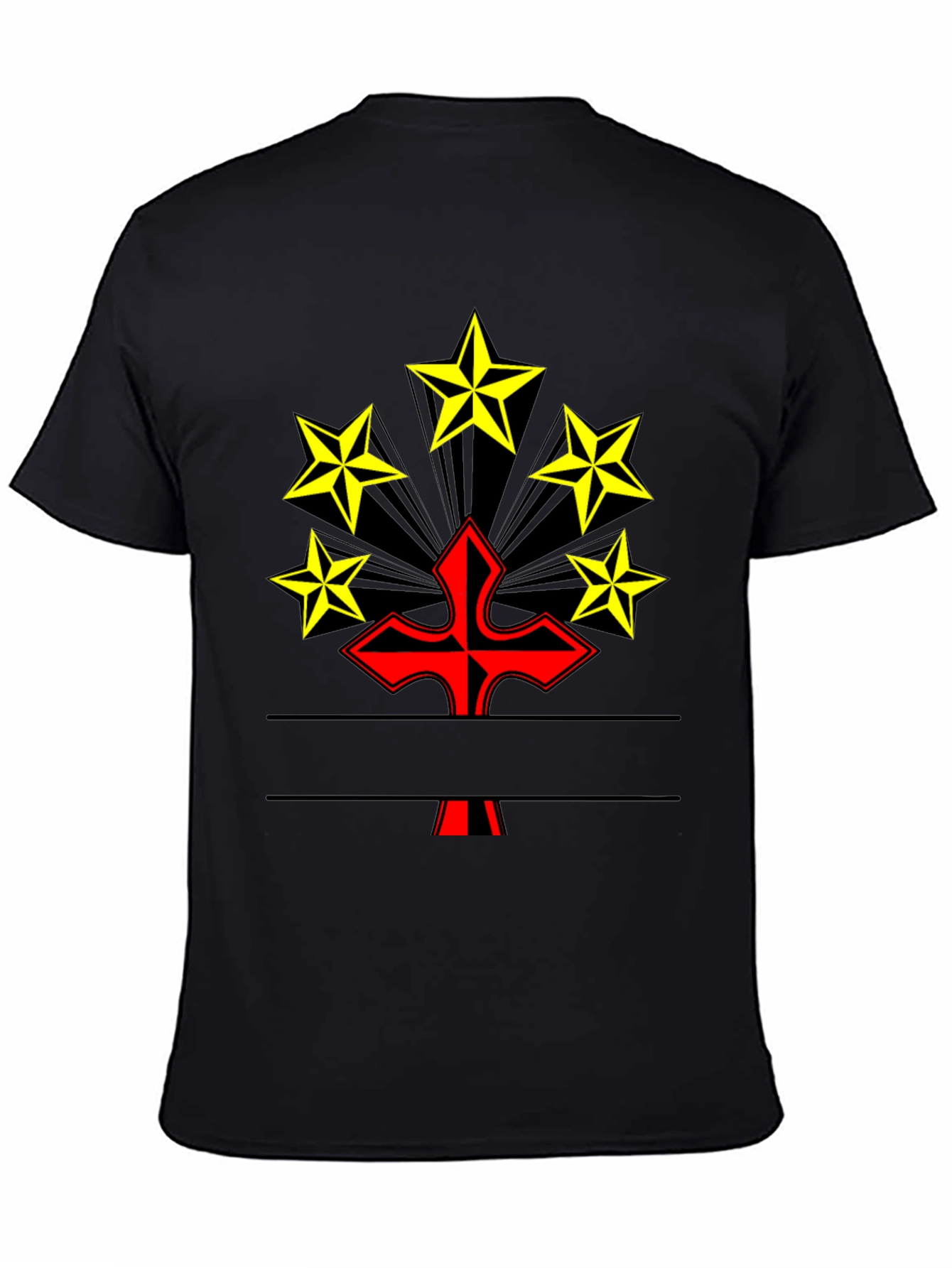 Graphic Tee: Red Cross & Yellow Stars