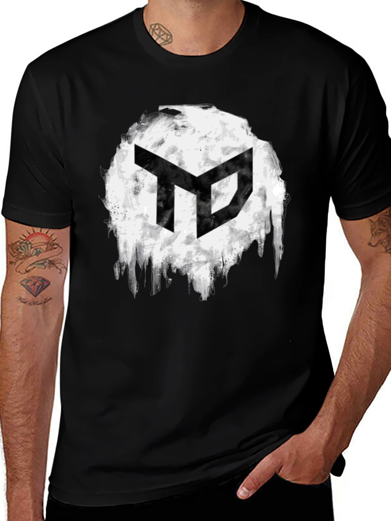 Abstract Logo Graphic Mens Black T-Shirt