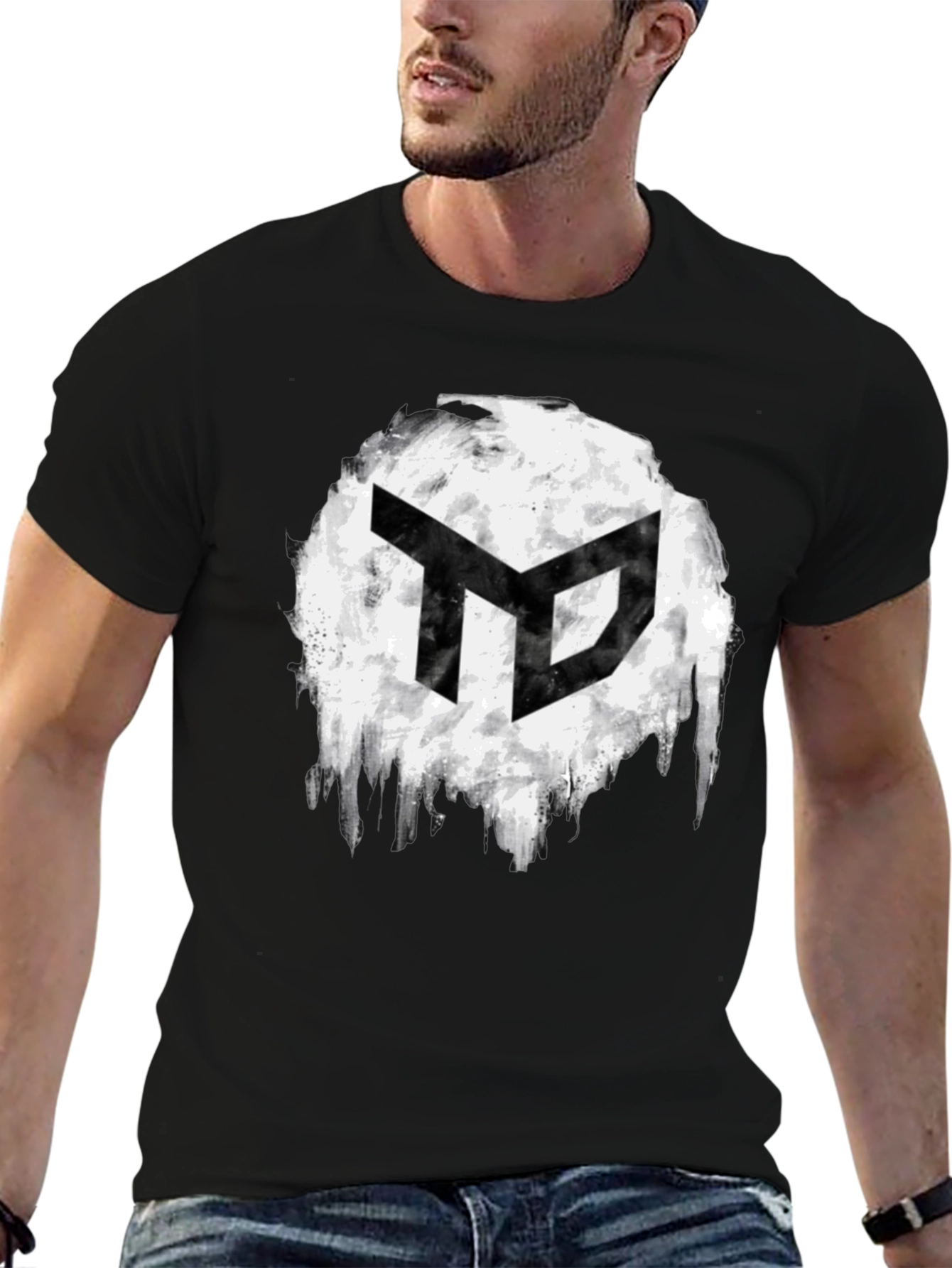 Abstract Logo Graphic Mens Black T-Shirt