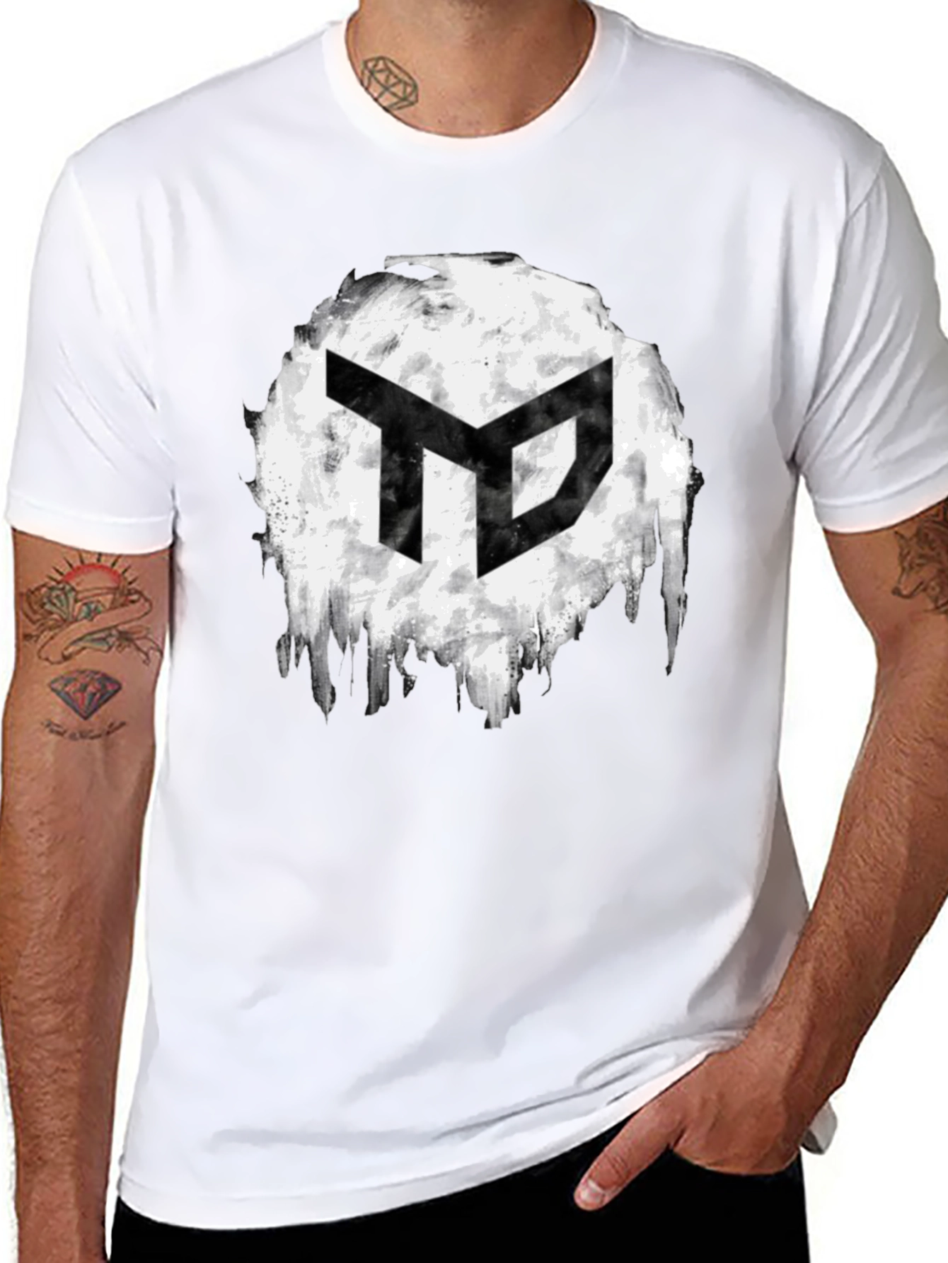 Abstract Logo Graphic Mens Black T-Shirt
