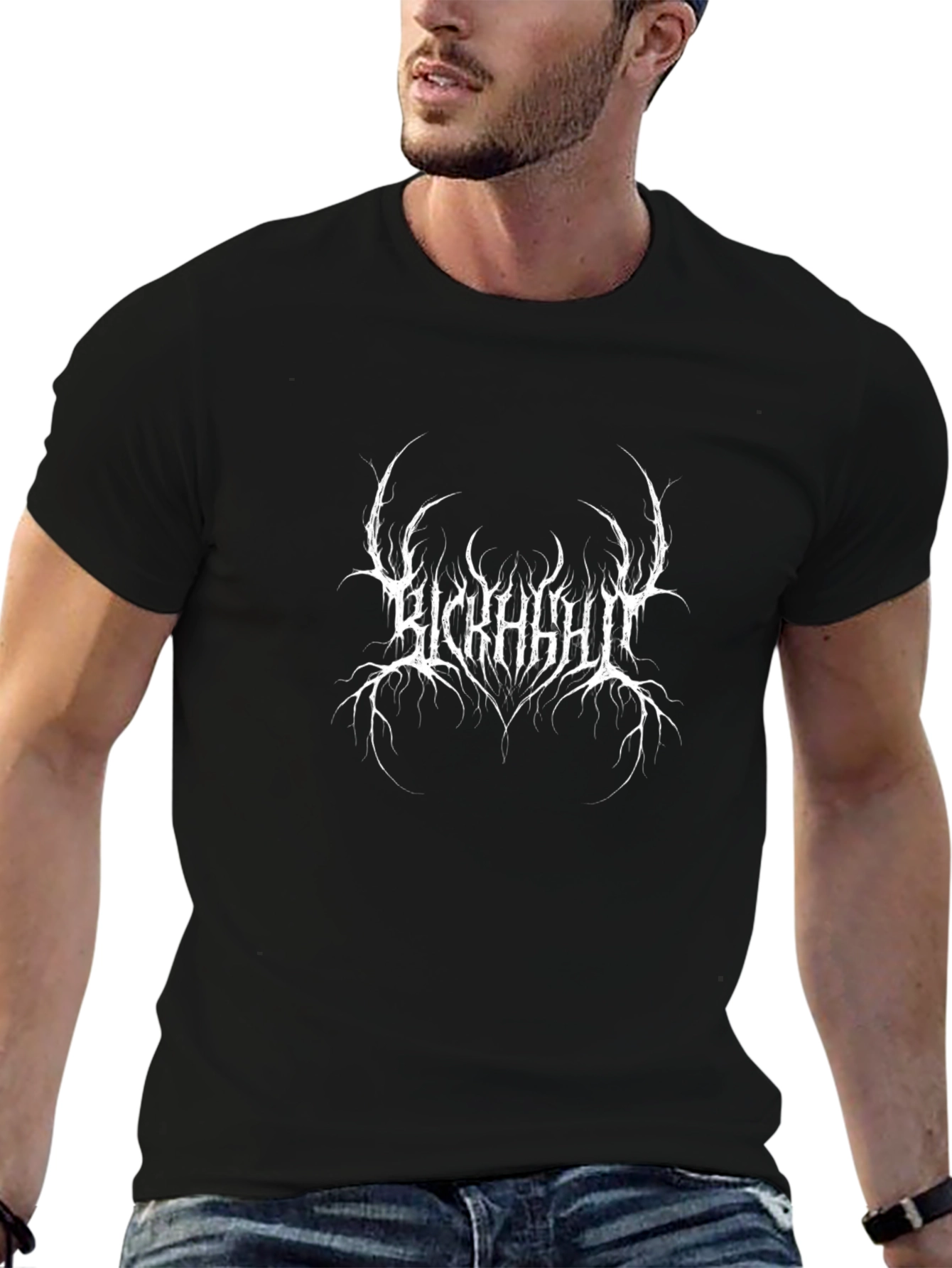 Black Graphic Tee: Kickass Metal Band Logo