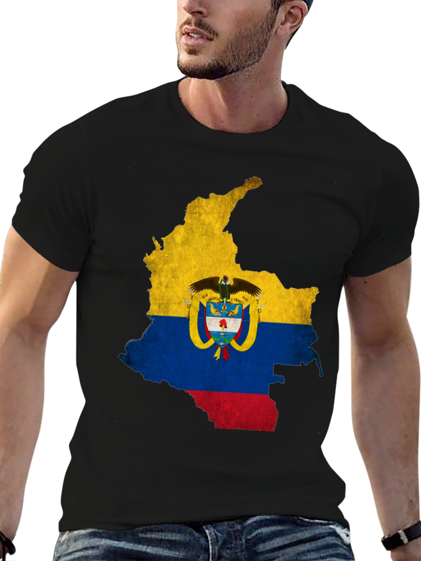 Colombia Flag Map Graphic Tee - Black