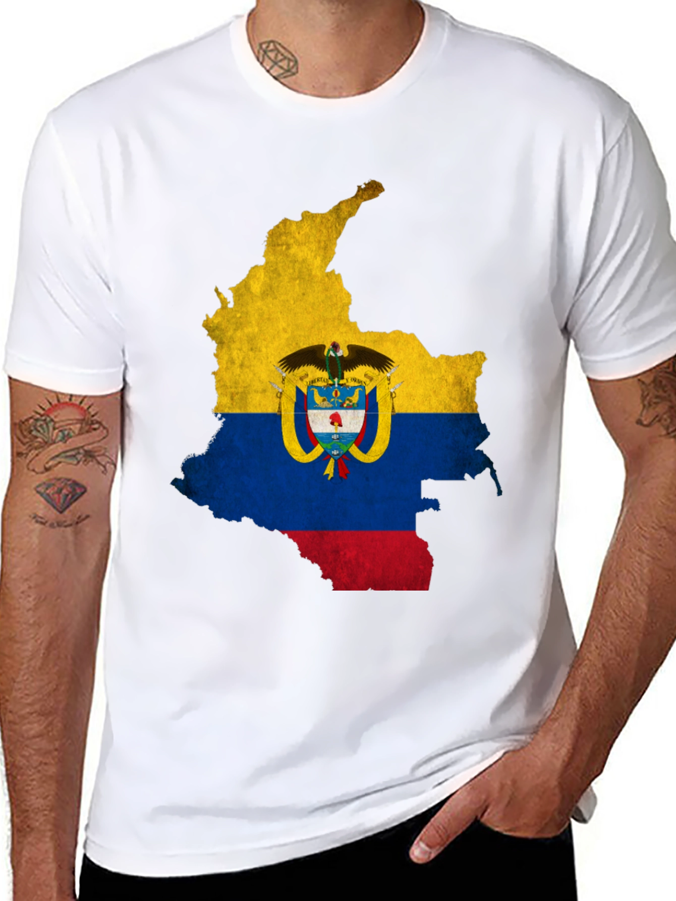 Colombia Flag Map Graphic Tee - Black