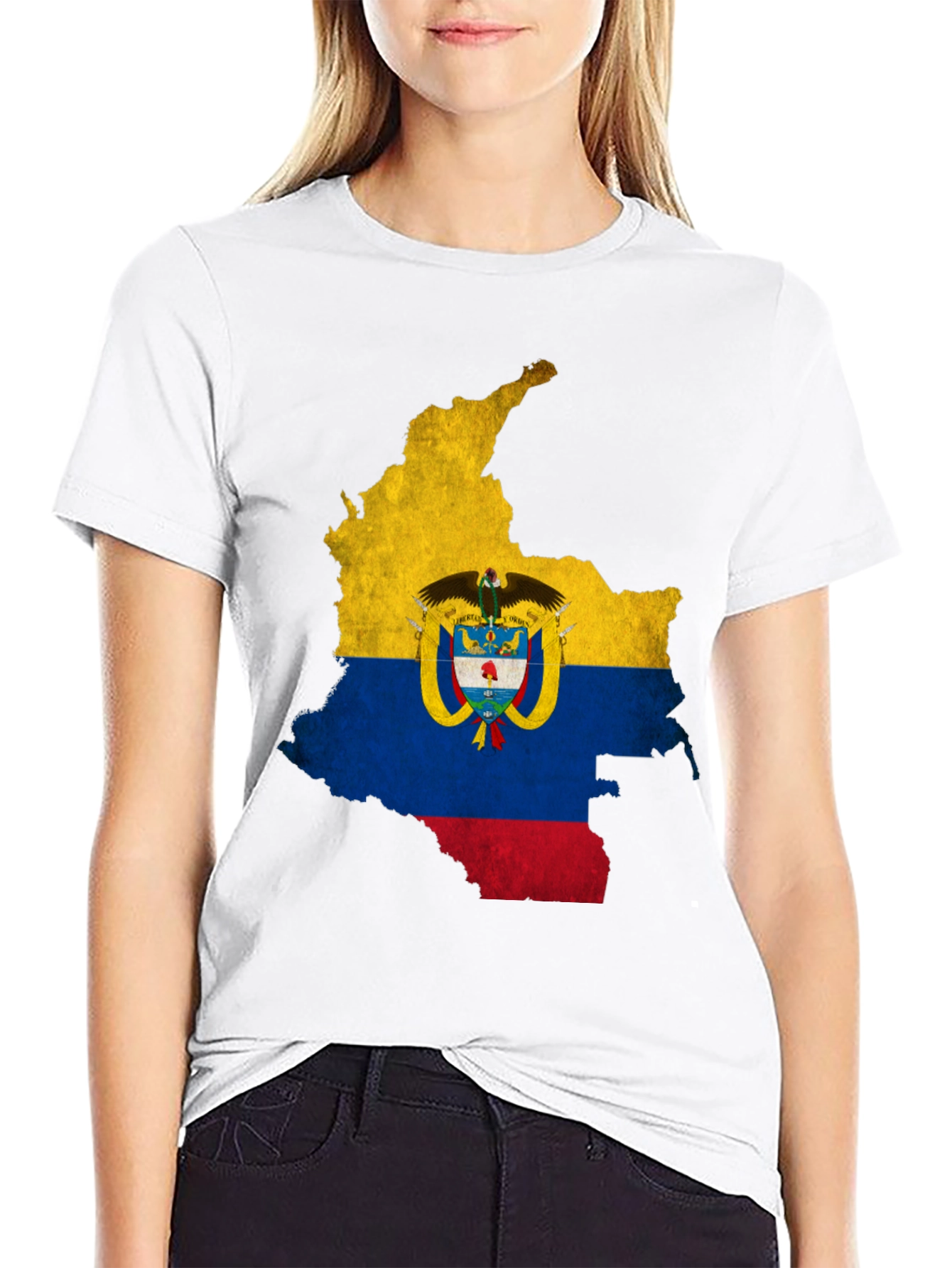 Colombia Flag Map Graphic Tee - Black