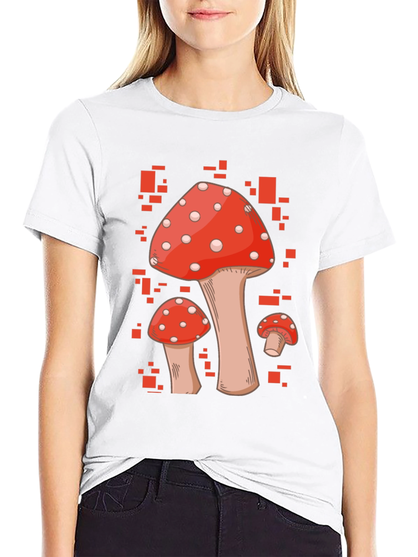 Mushroom Graphic Tee - Red & White Fungi Design