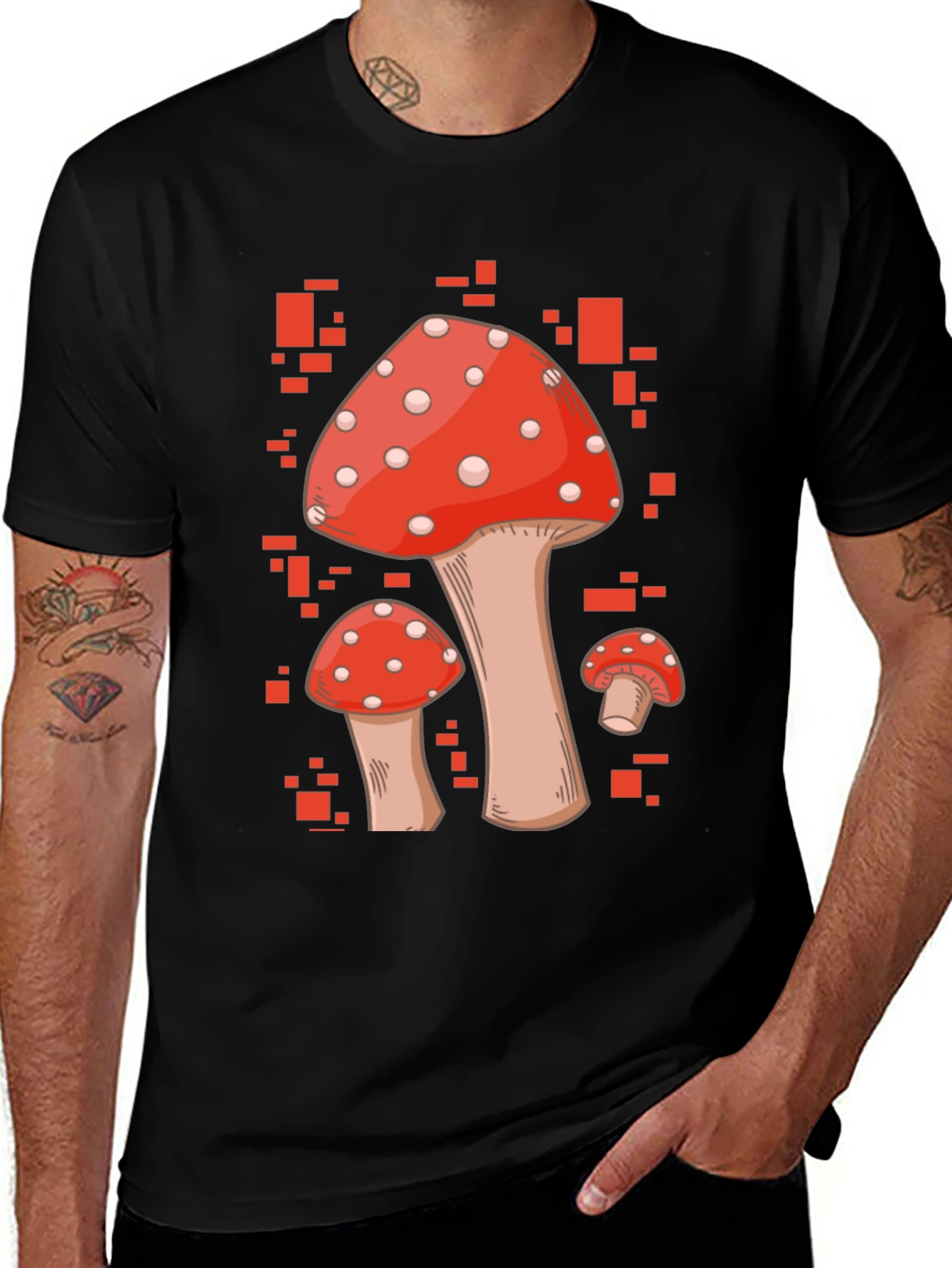 Mushroom Graphic Tee - Red & White Fungi Design