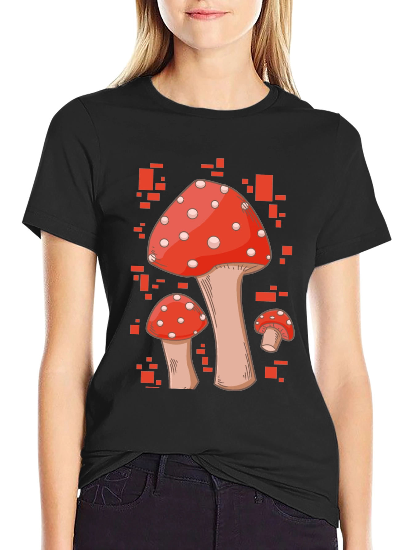 Mushroom Graphic Tee - Red & White Fungi Design