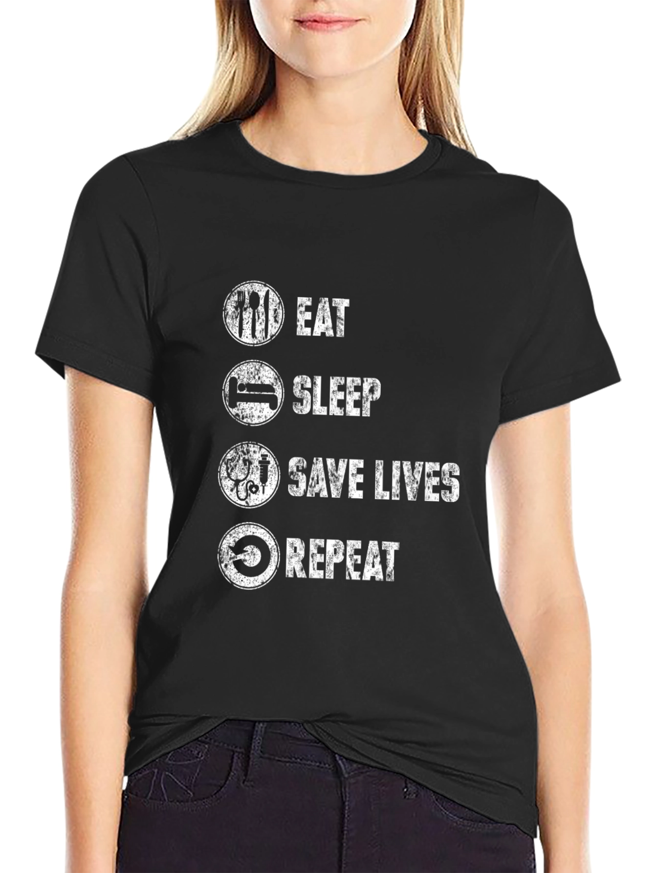 Eat Sleep Save Lives Repeat Graphic Tee