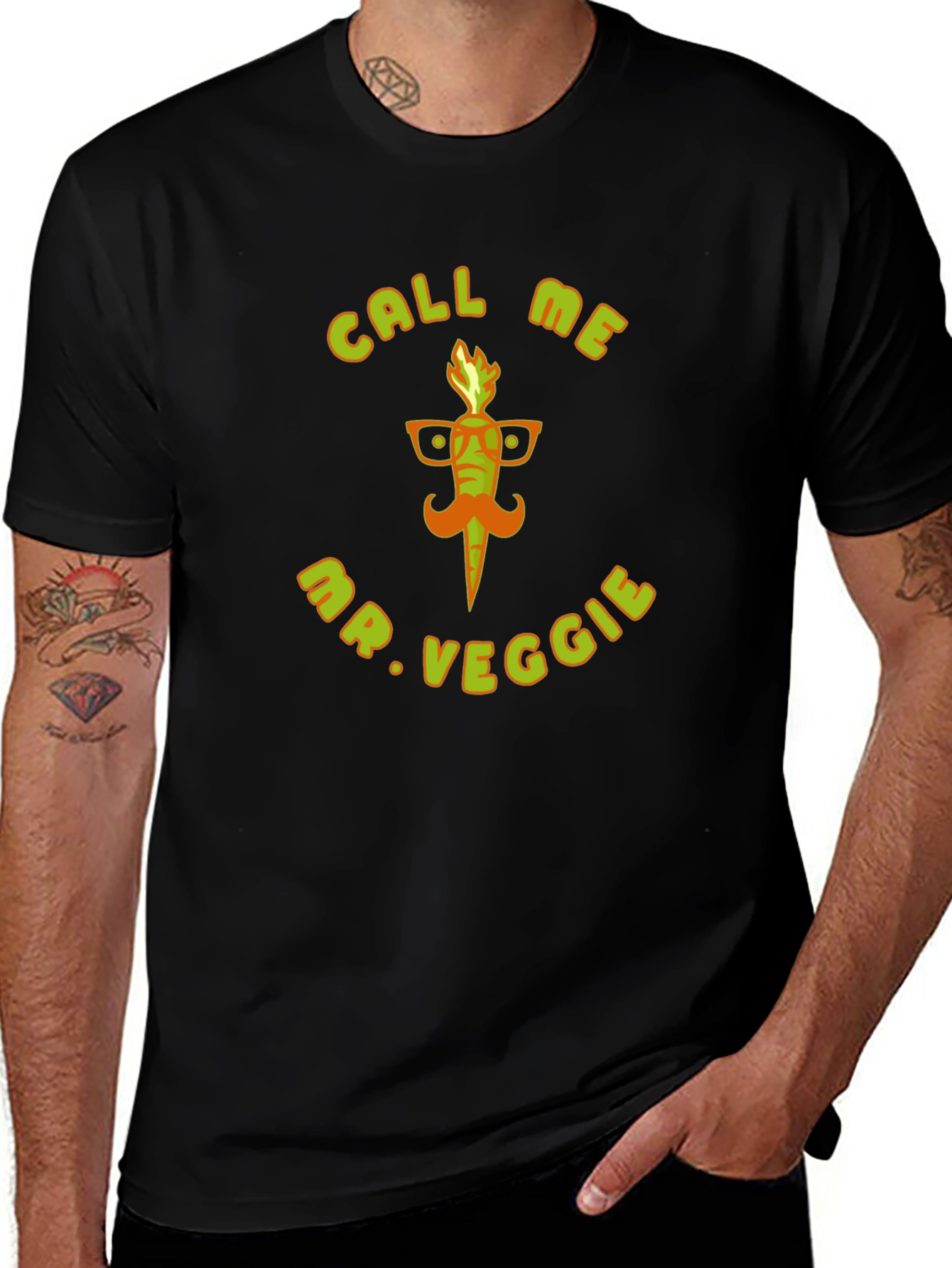 Call Me Mr. Veggie Black T-Shirt