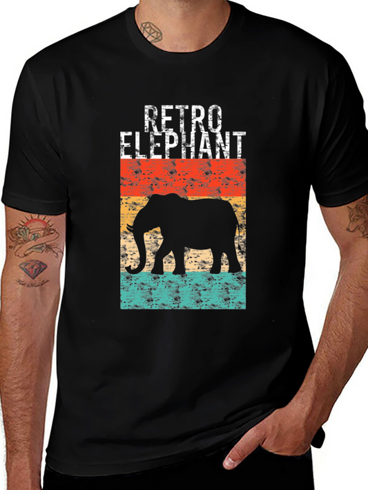Retro Elephant Graphic T-Shirt - Vintage Style