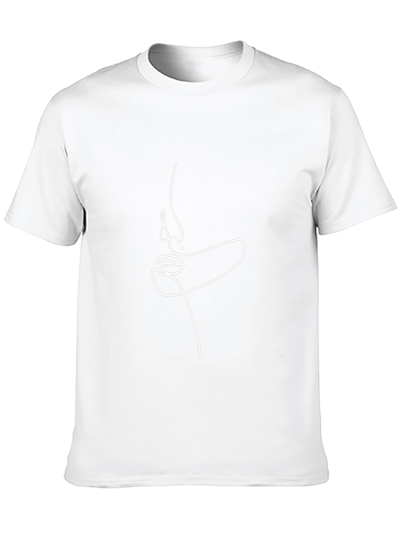 Minimalist Face Line Art Black T-Shirt