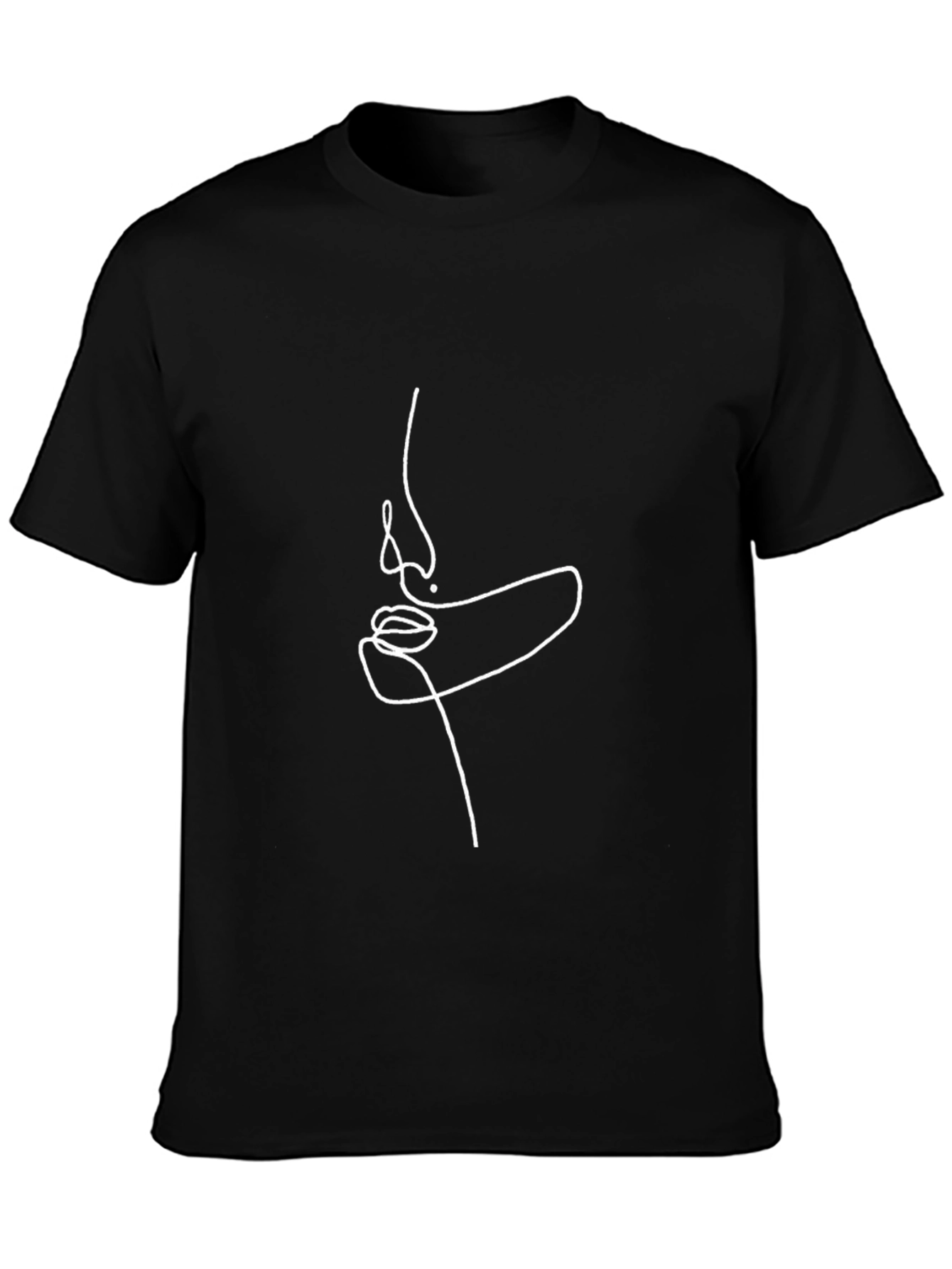 Minimalist Face Line Art Black T-Shirt