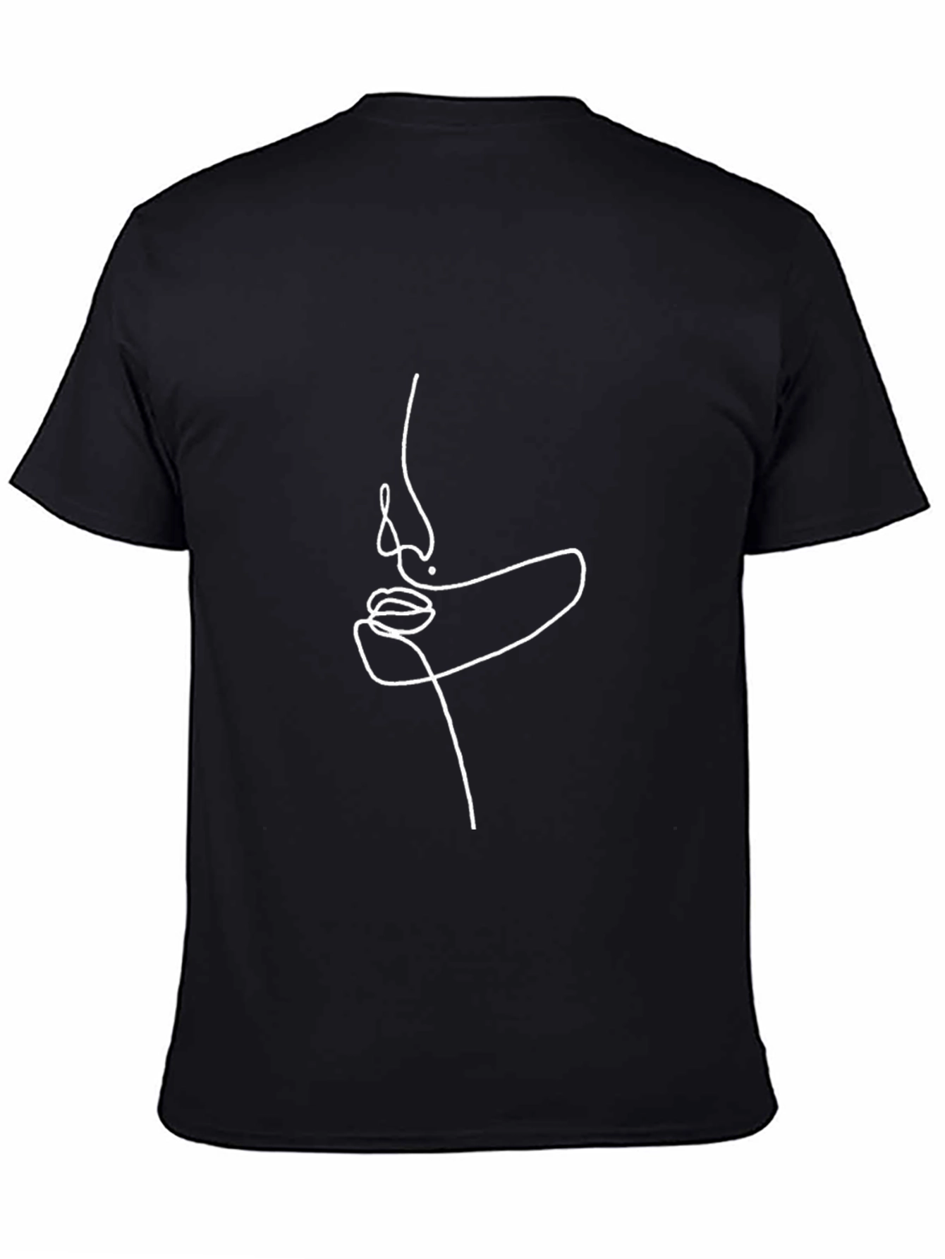 Minimalist Face Line Art Black T-Shirt