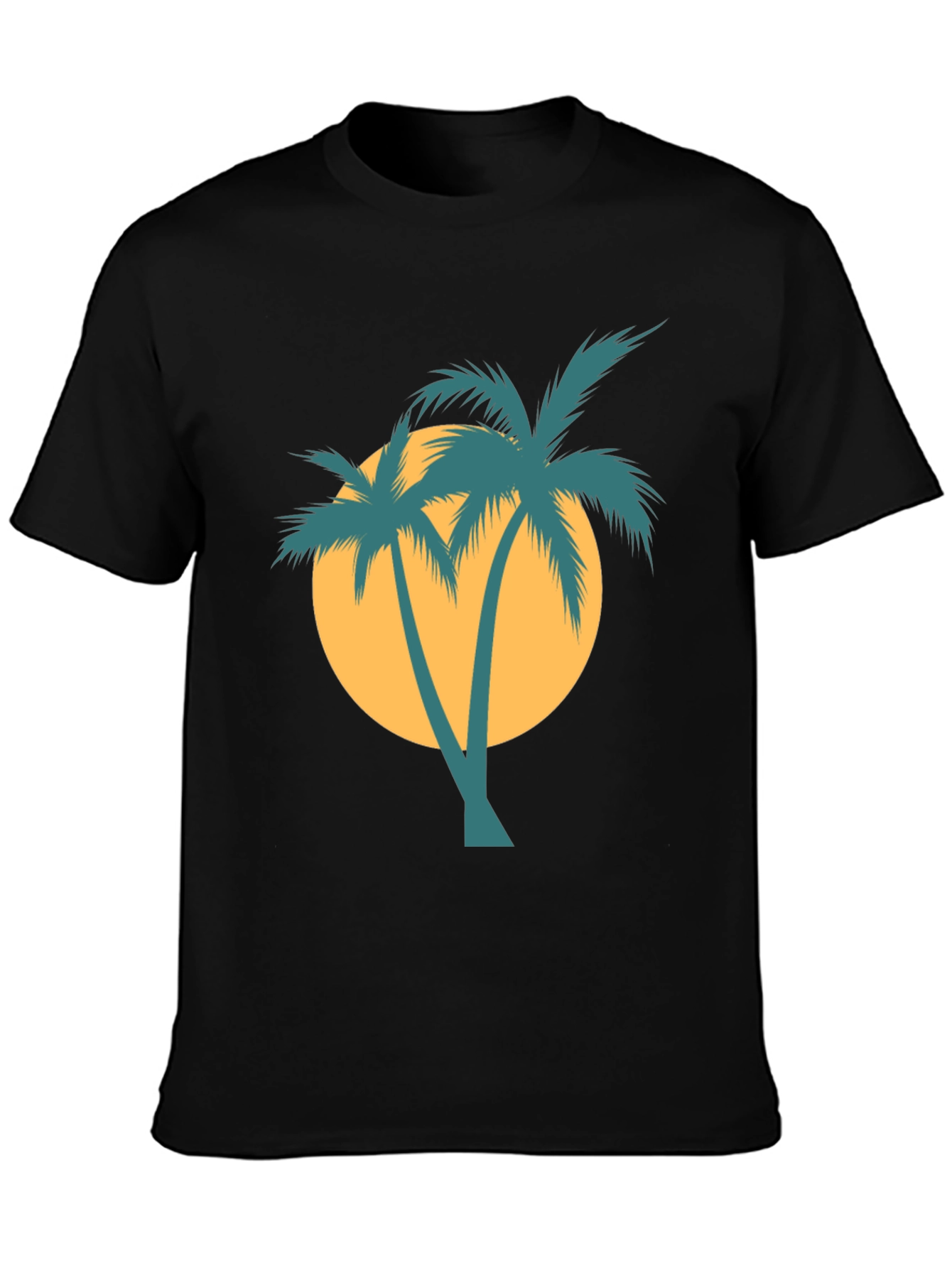 Retro Palm Tree Graphic Tee - Black