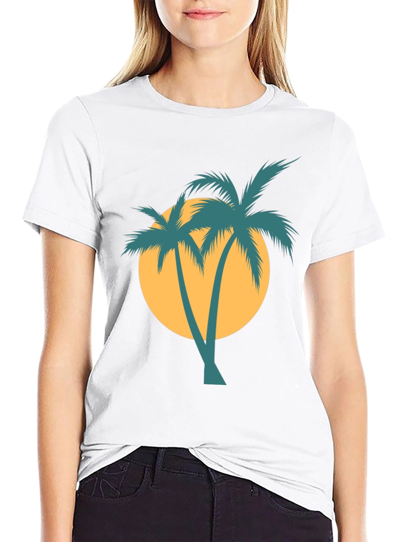 Retro Palm Tree Graphic Tee - Black
