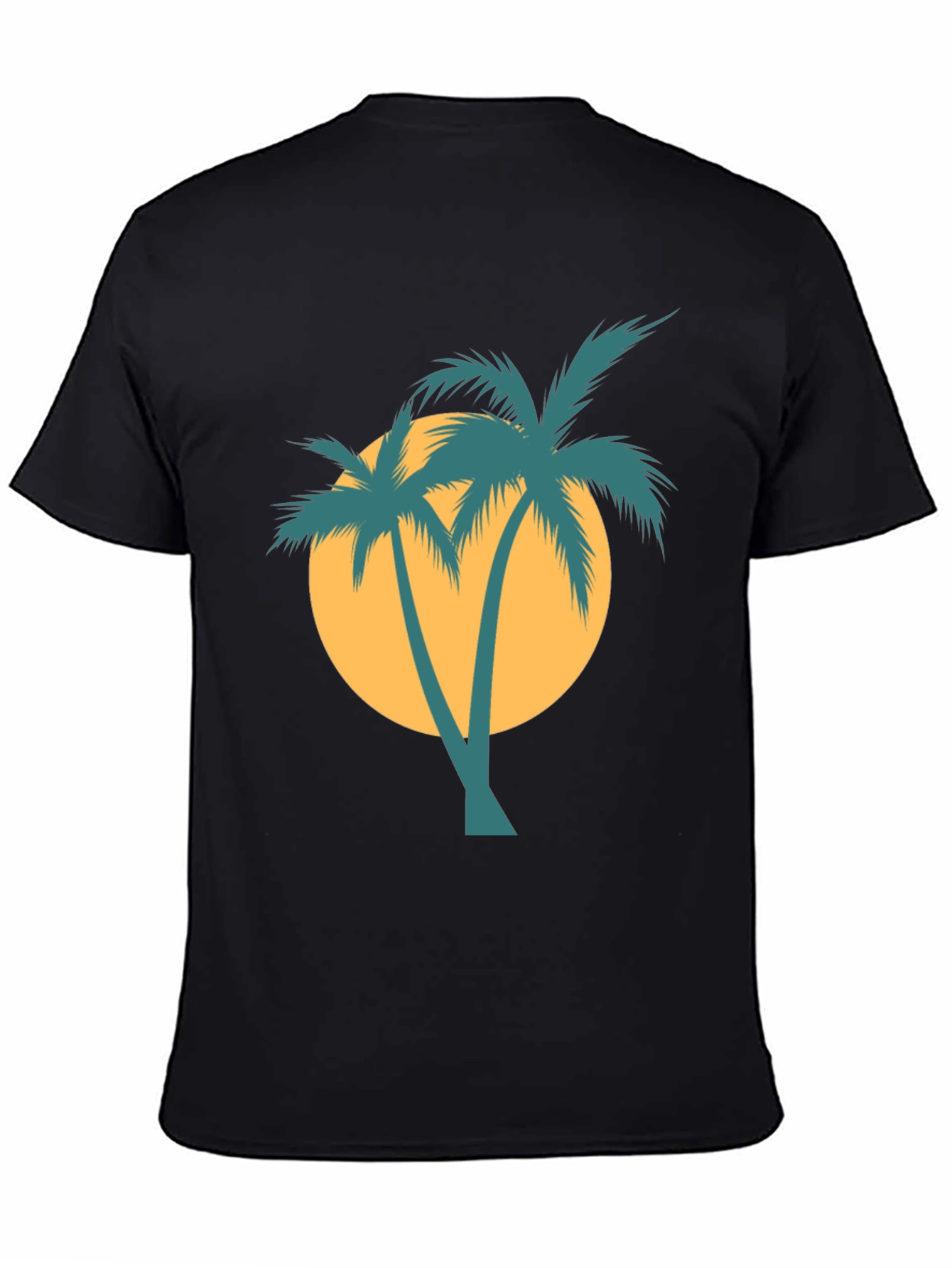 Retro Palm Tree Graphic Tee - Black