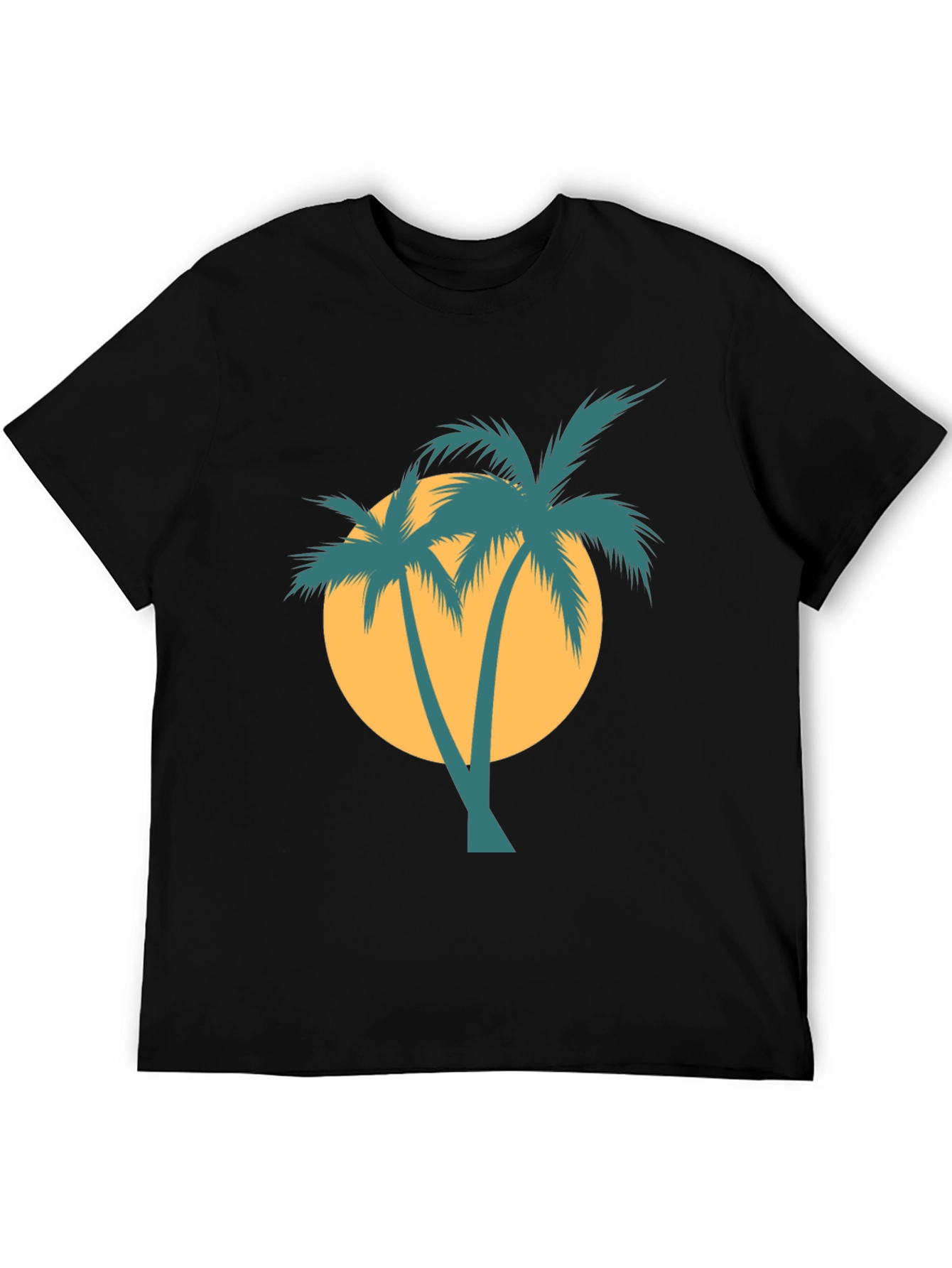 Retro Palm Tree Graphic Tee - Black