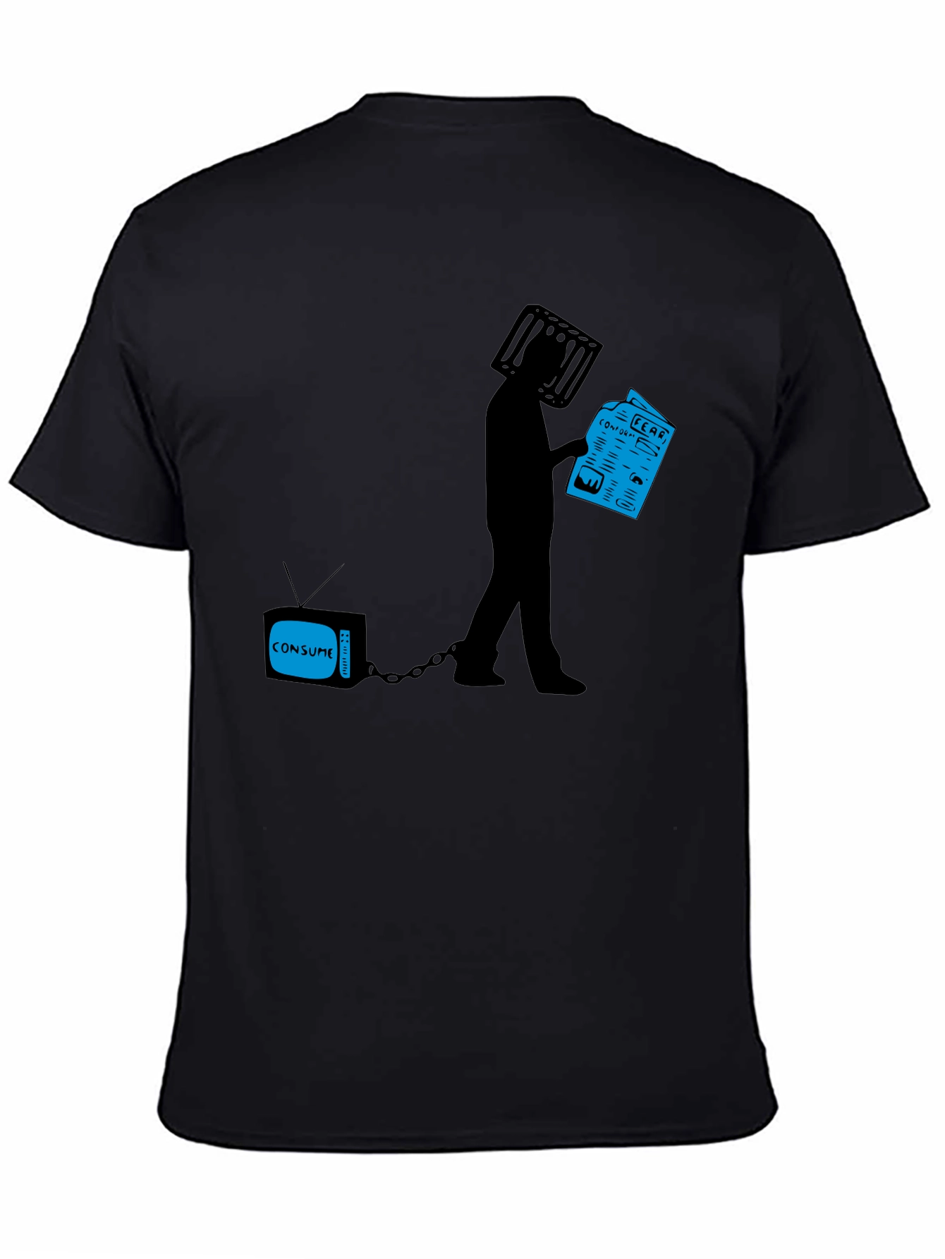 Black T-Shirt with Anti-Media Consumption Graphic