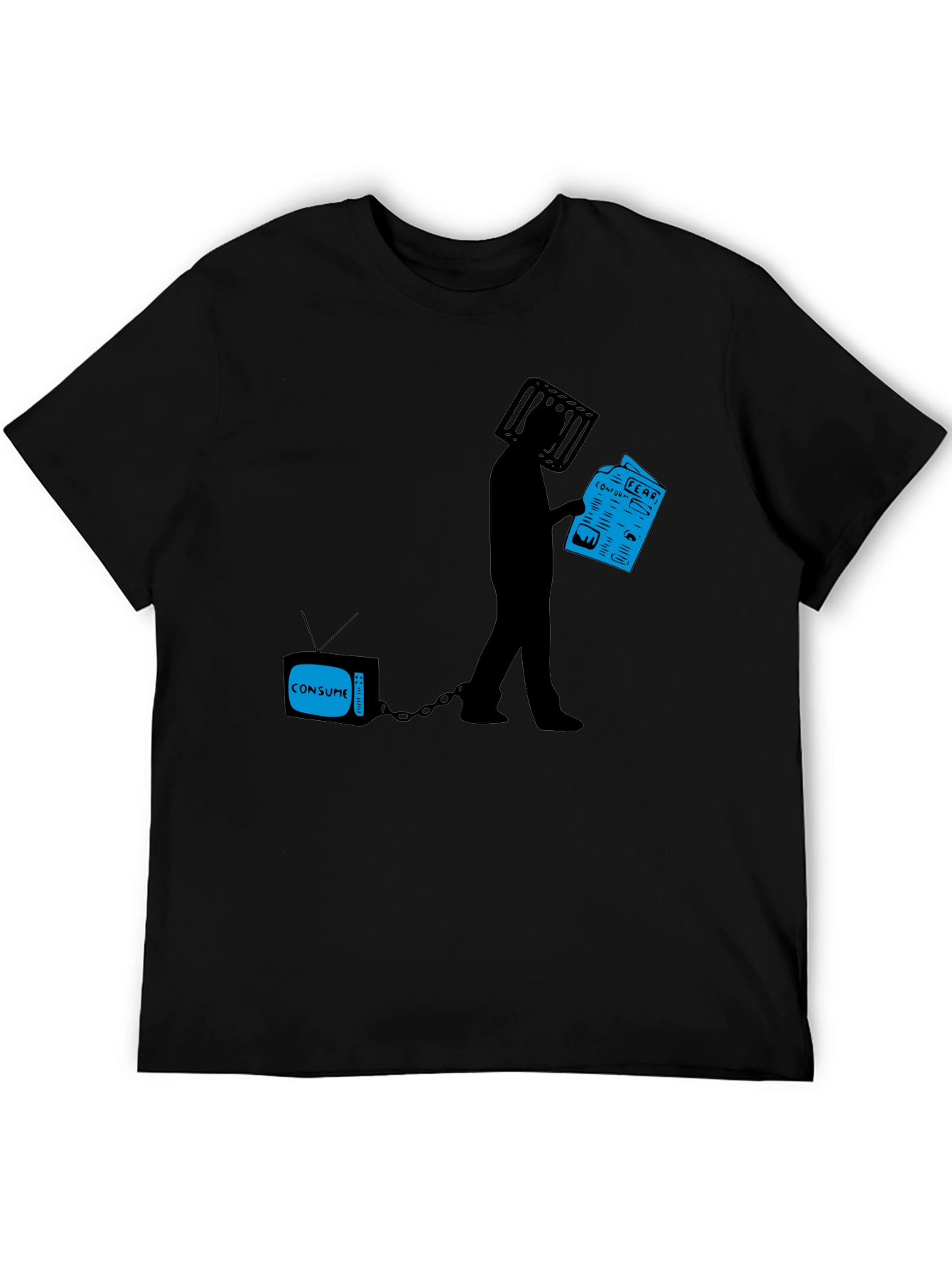 Black T-Shirt with Anti-Media Consumption Graphic