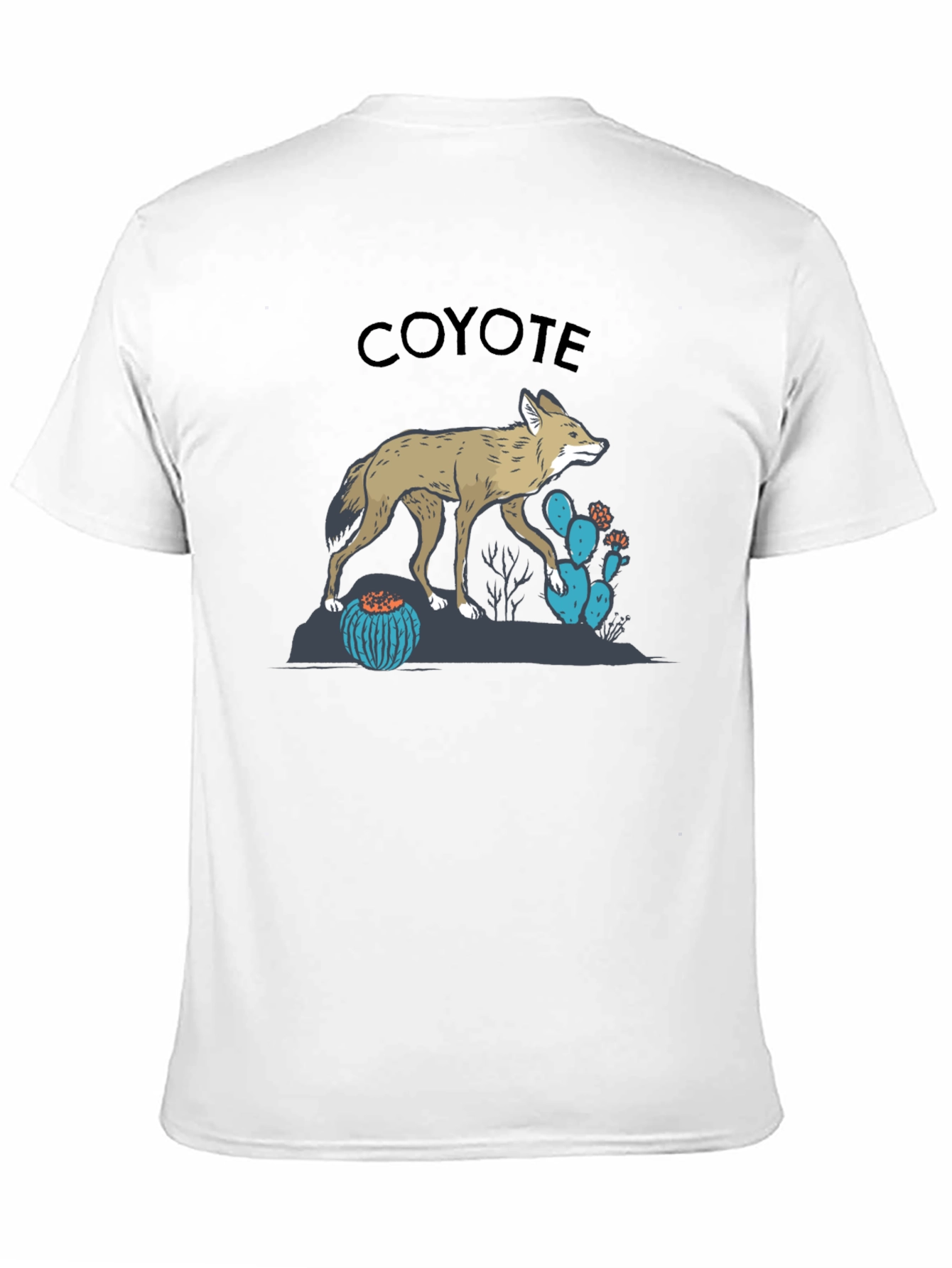 Coyote Graphic Tee - Desert Theme Print Black T-Shirt