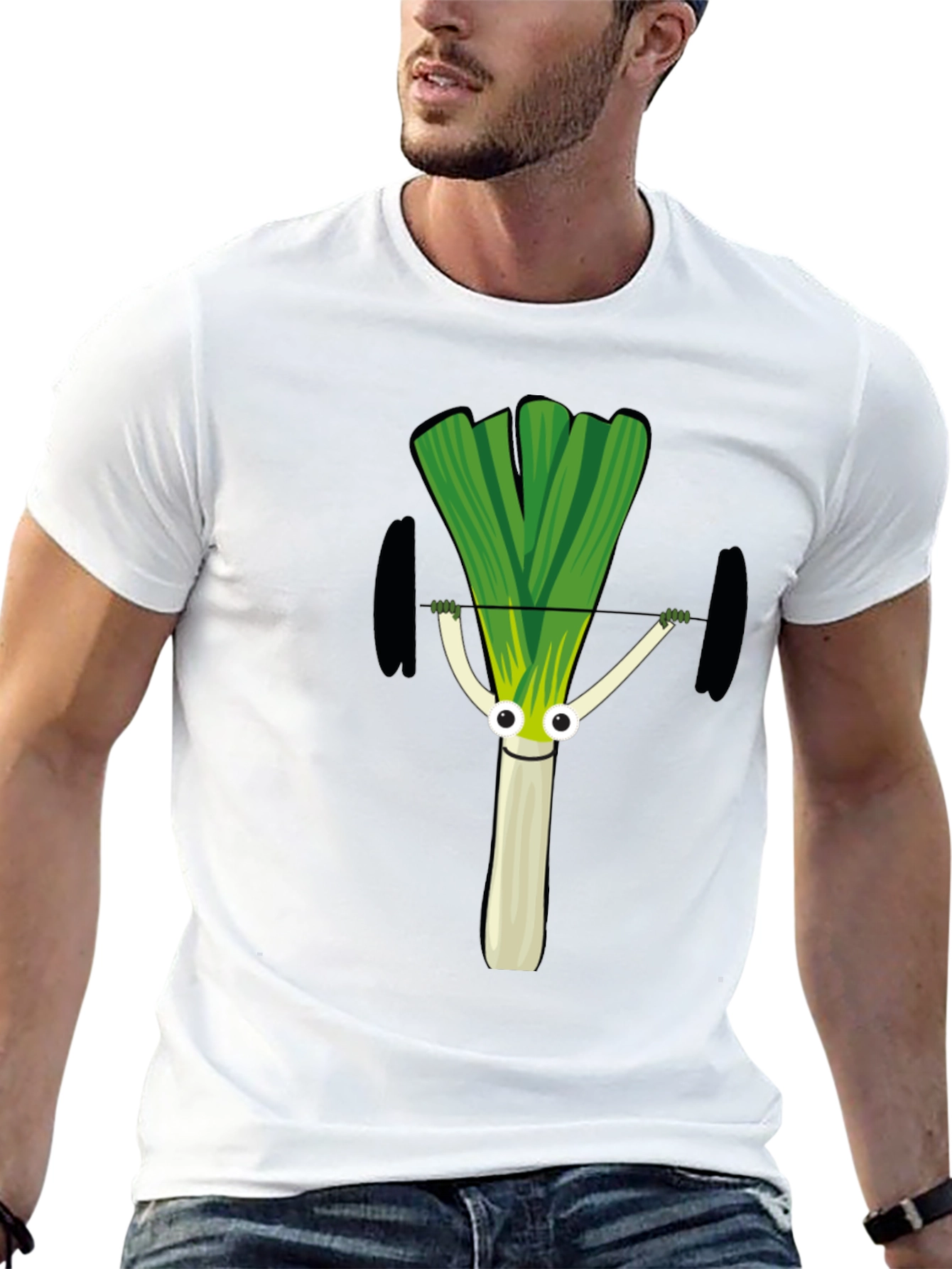 Leek Lifting Weights Graphic T-Shirt