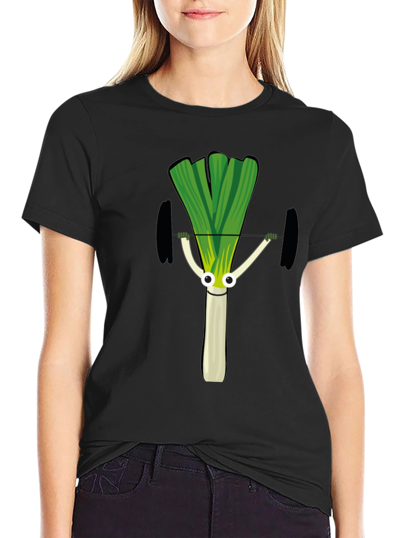 Leek Lifting Weights Graphic T-Shirt