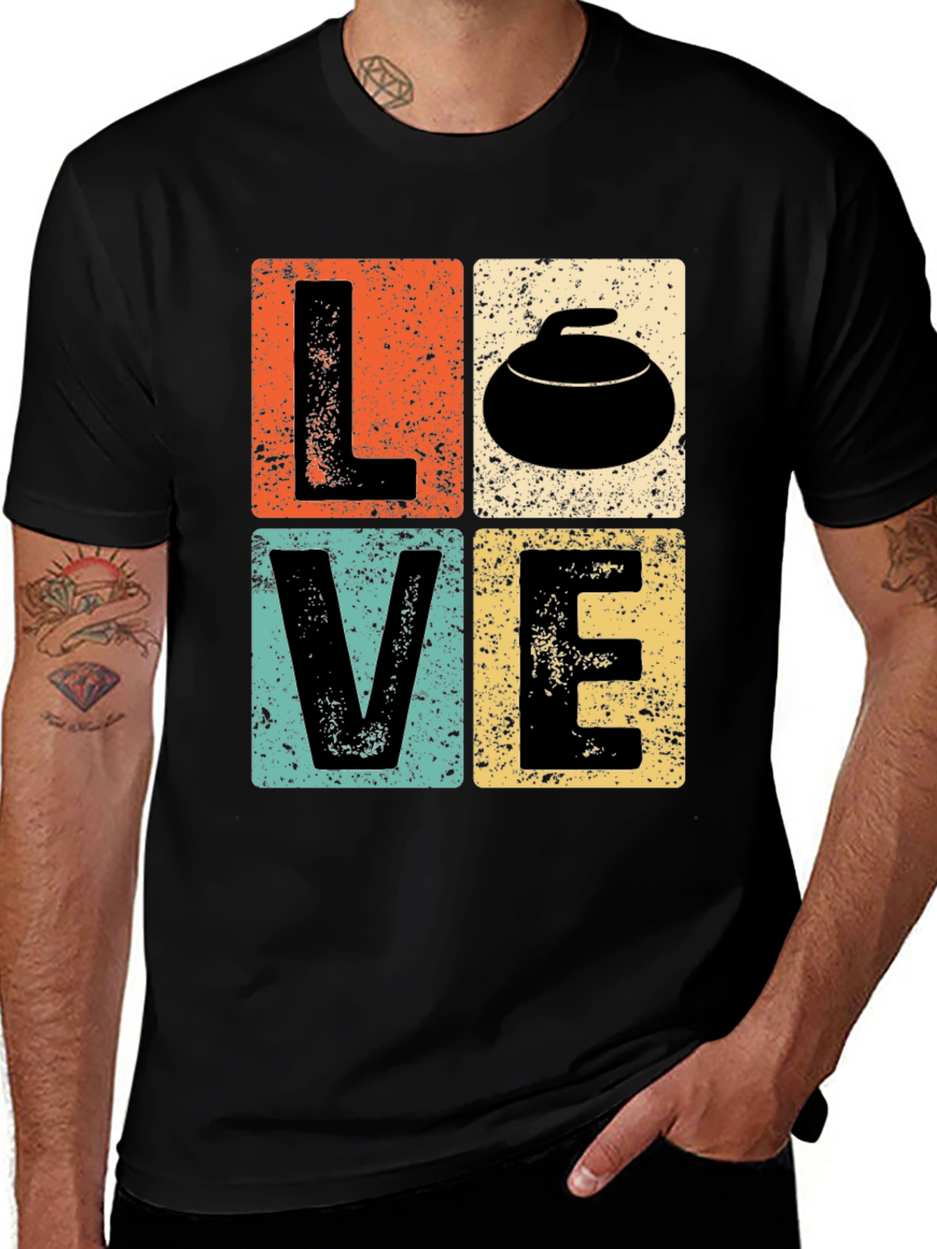 LOVE Curling T-Shirt - Retro Design