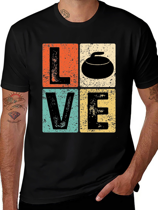 LOVE Curling T-Shirt - Retro Design