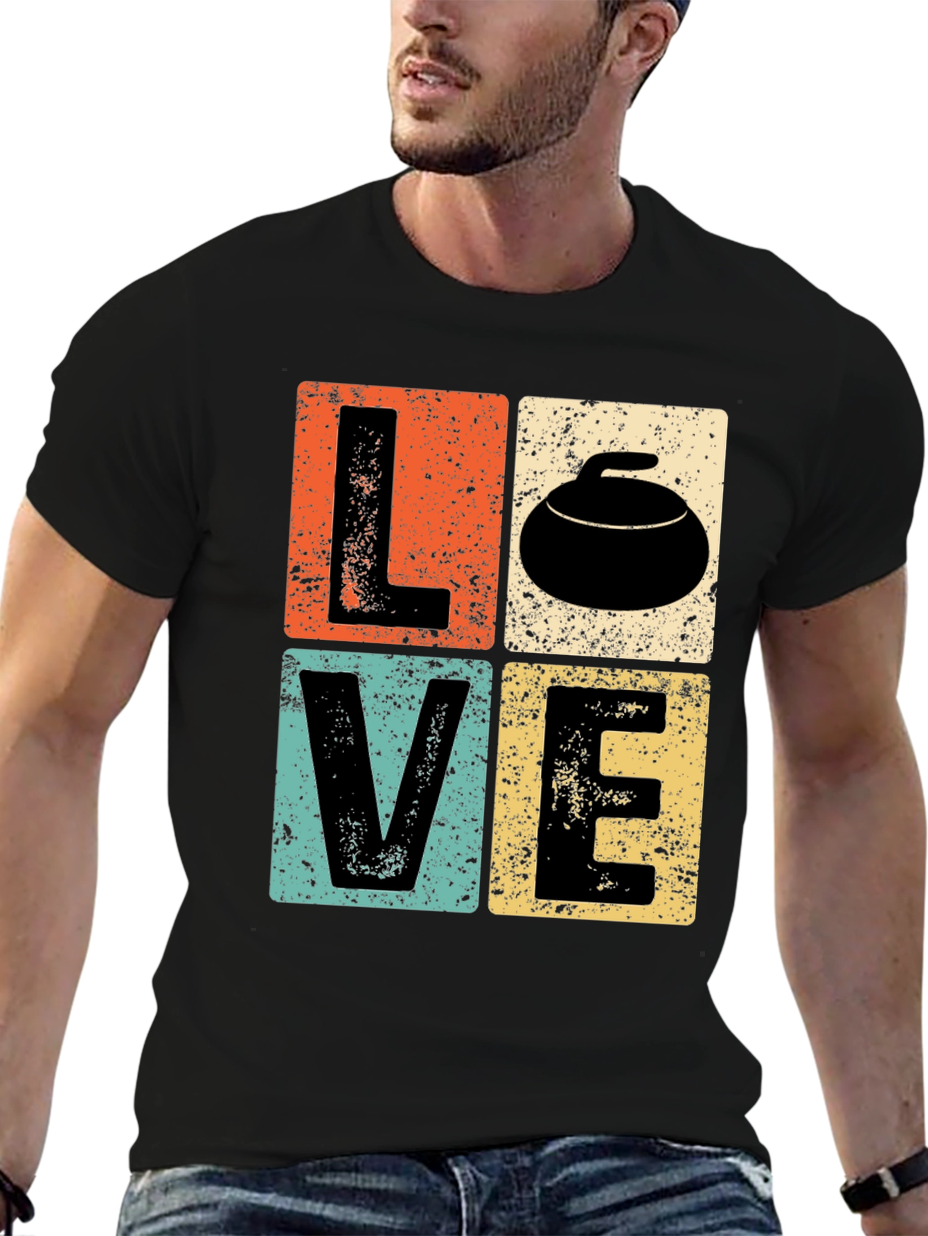 LOVE Curling T-Shirt - Retro Design
