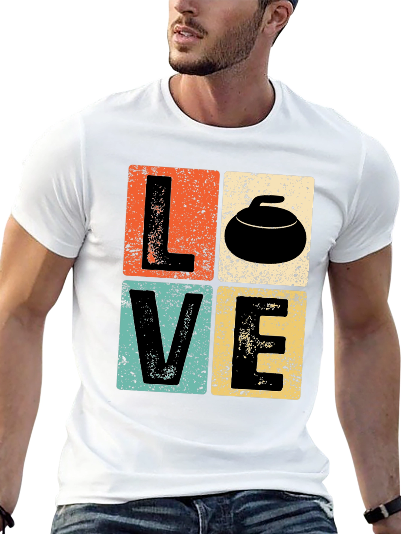 LOVE Curling T-Shirt - Retro Design