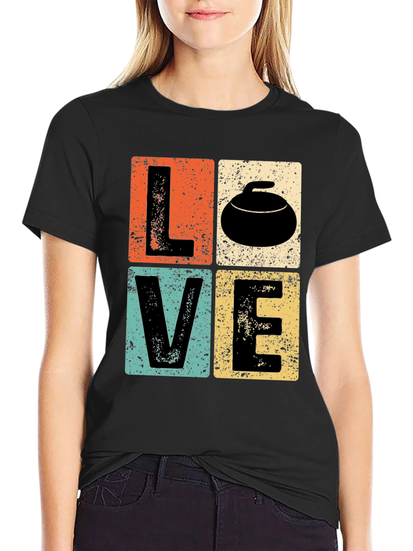 LOVE Curling T-Shirt - Retro Design