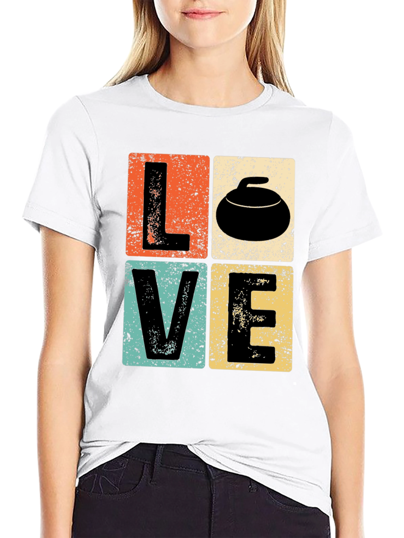 LOVE Curling T-Shirt - Retro Design