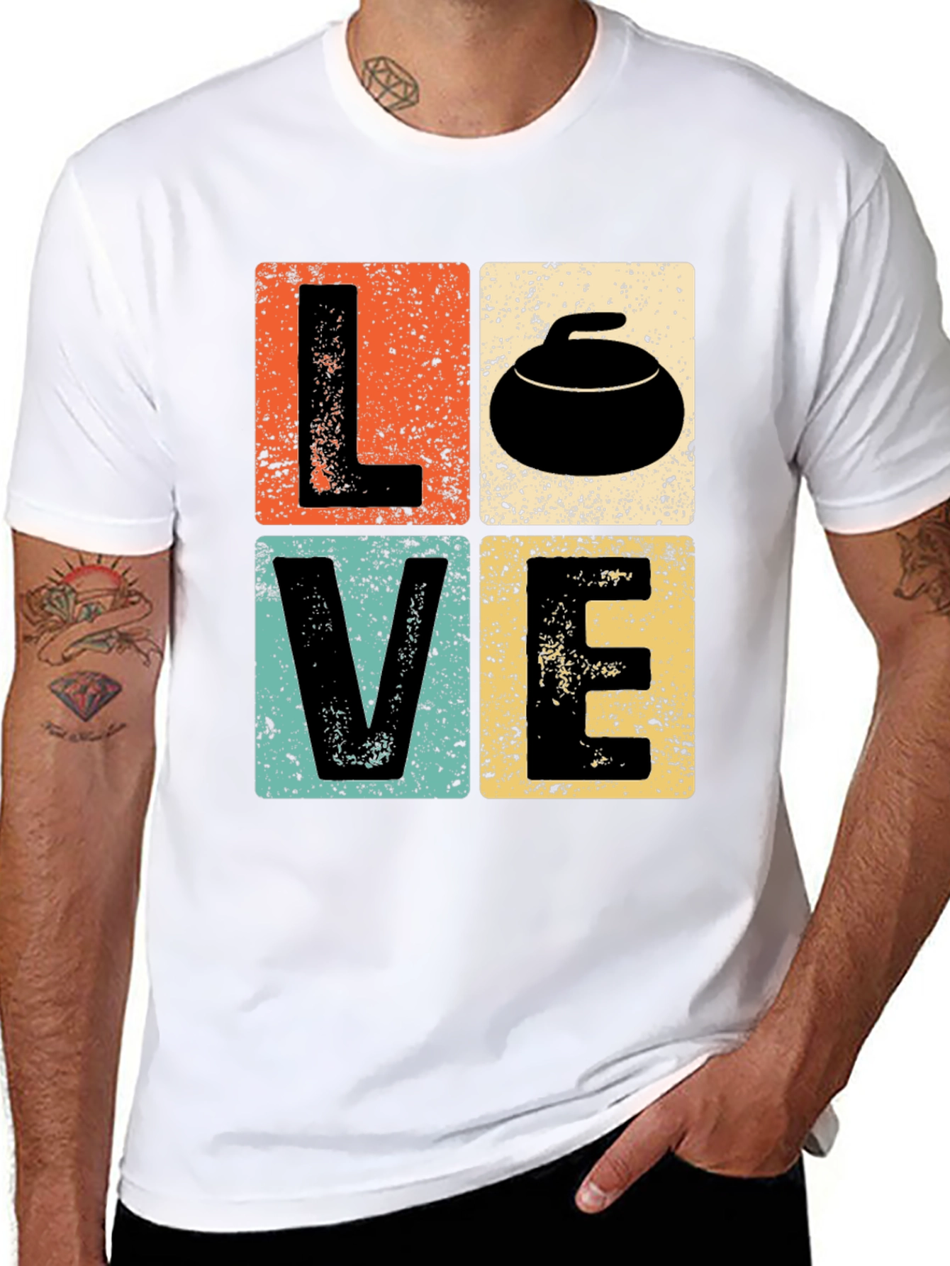 LOVE Curling T-Shirt - Retro Design
