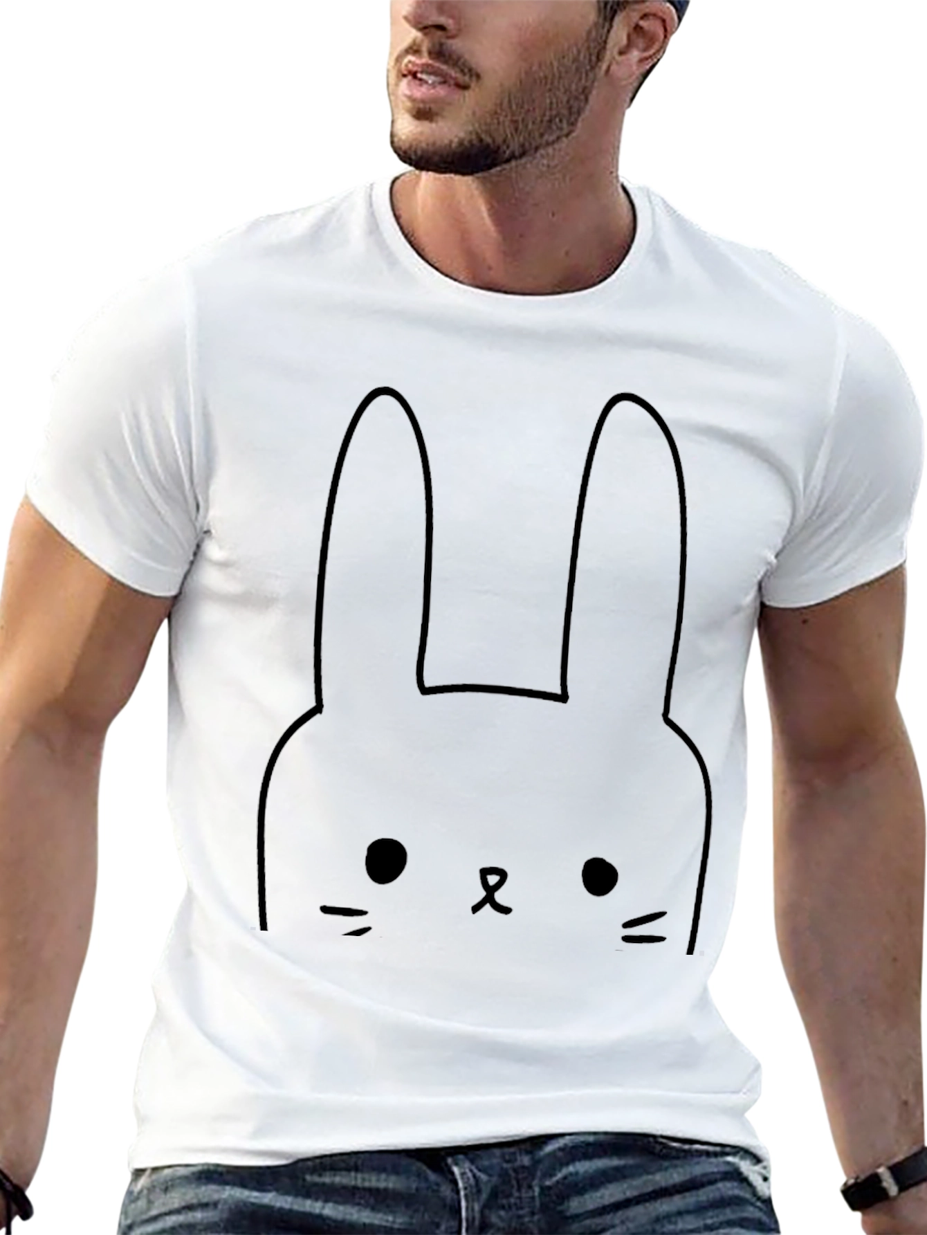 Cute Bunny Graphic Black T-Shirt