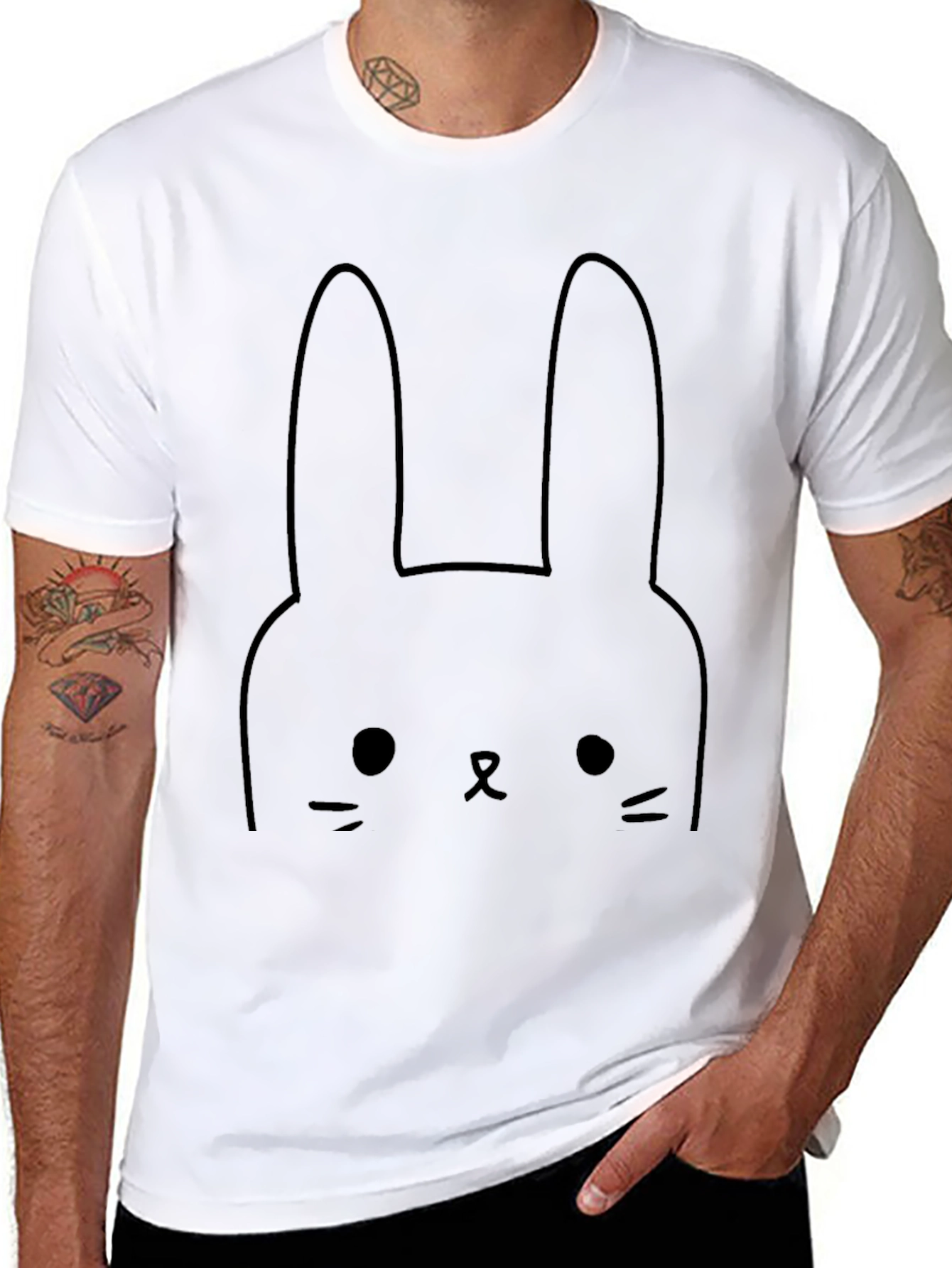 Cute Bunny Graphic Black T-Shirt