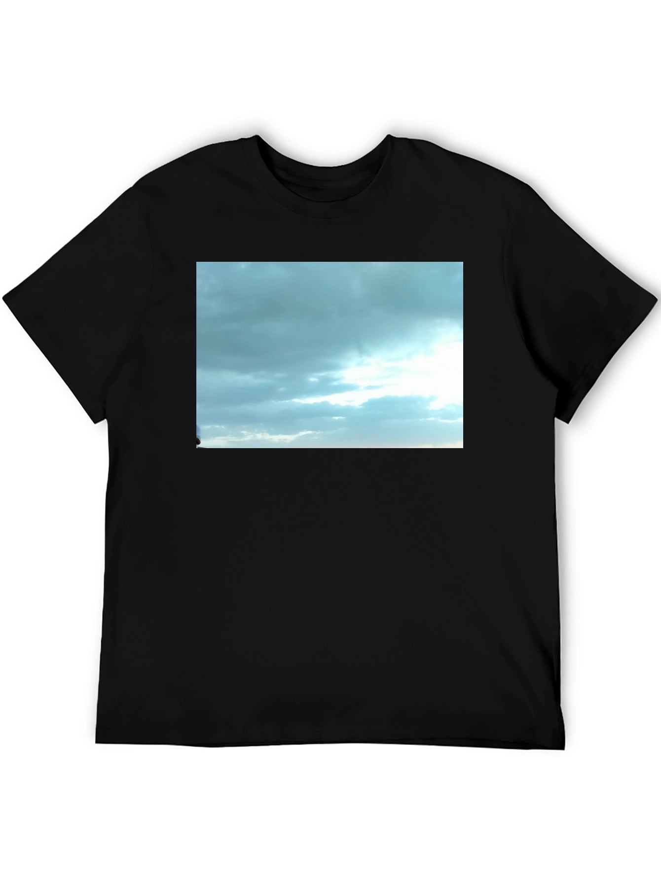 Sky Cloud Print Black T-Shirt