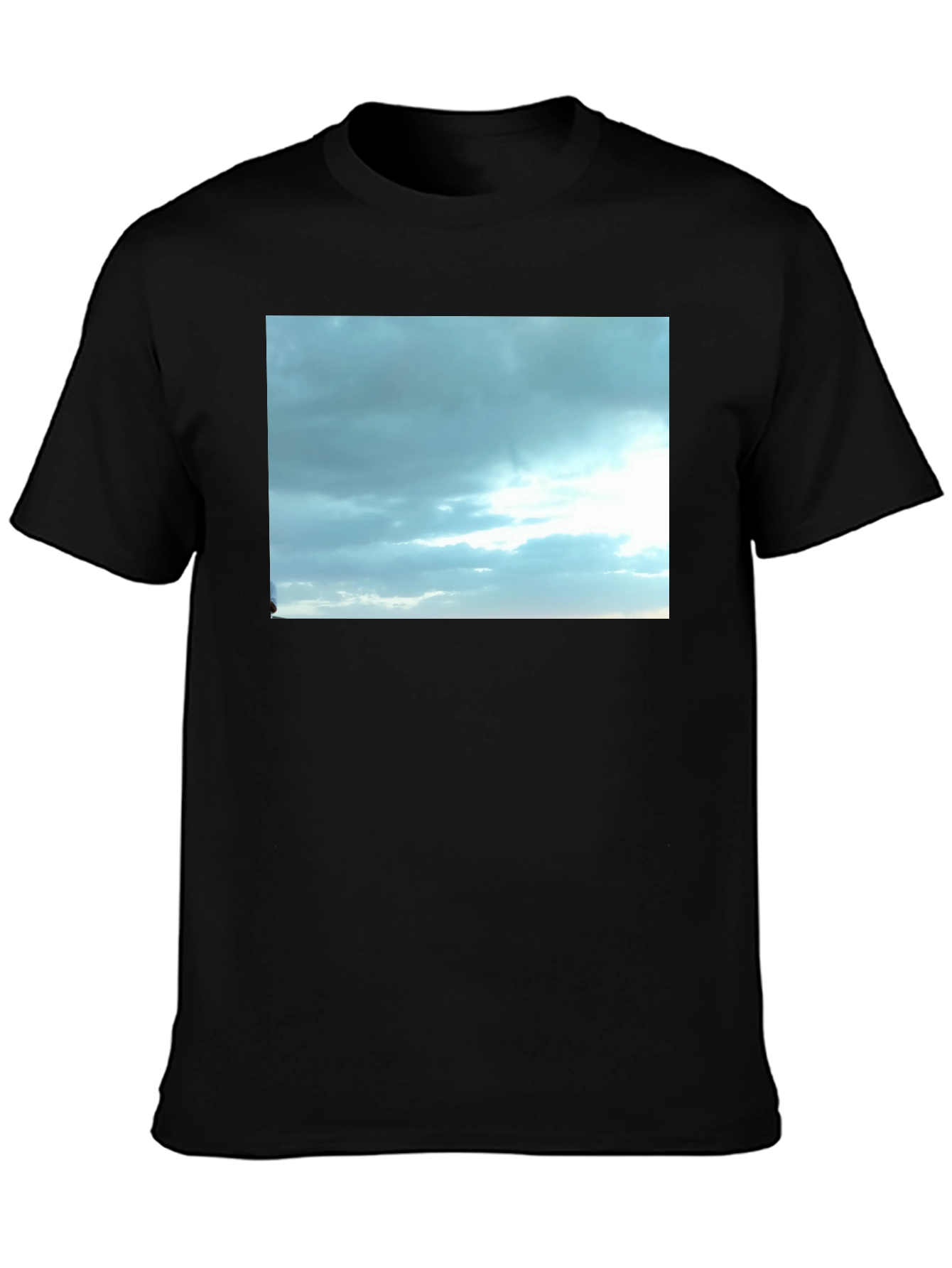 Sky Cloud Print Black T-Shirt