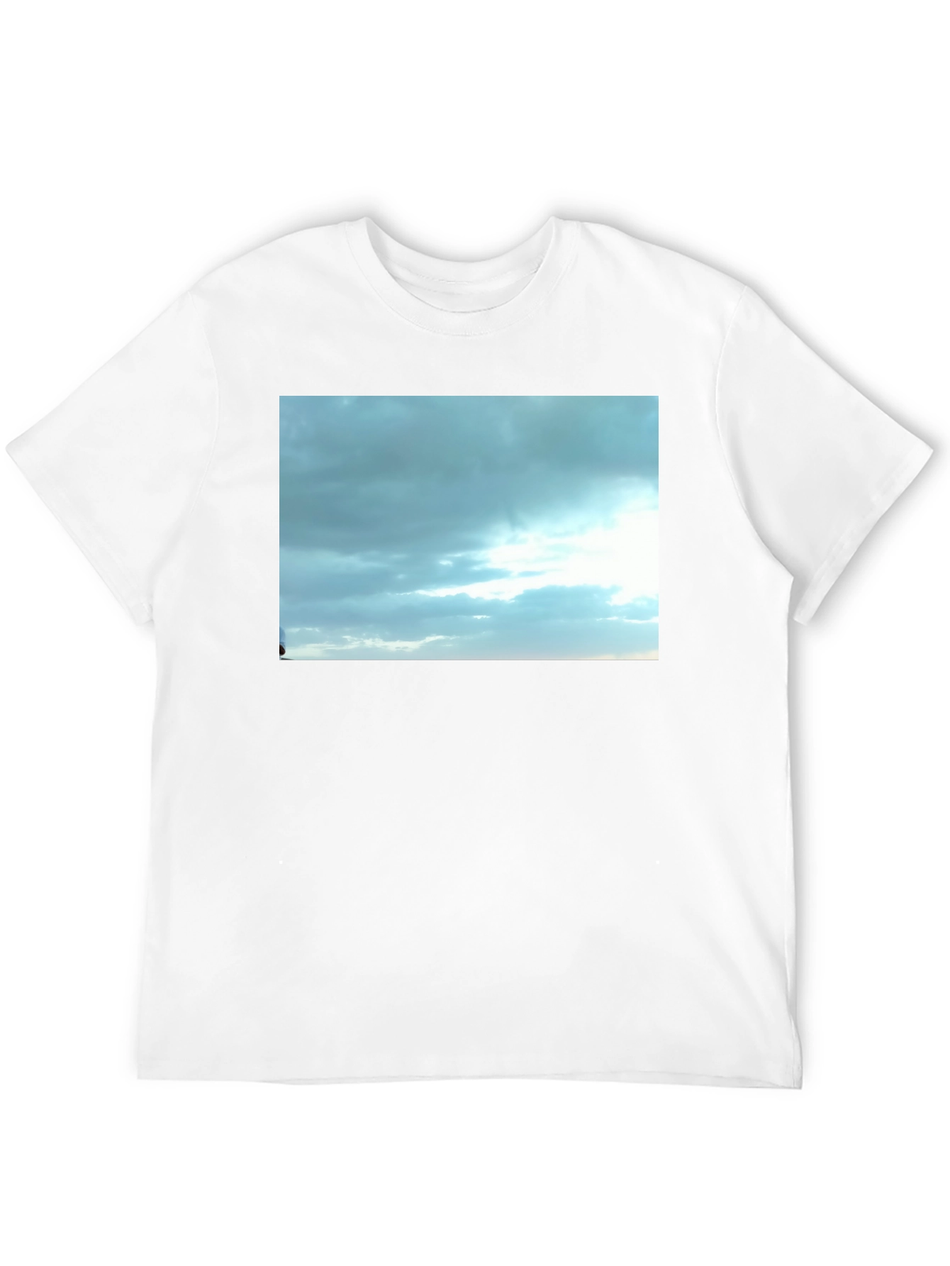 Sky Cloud Print Black T-Shirt